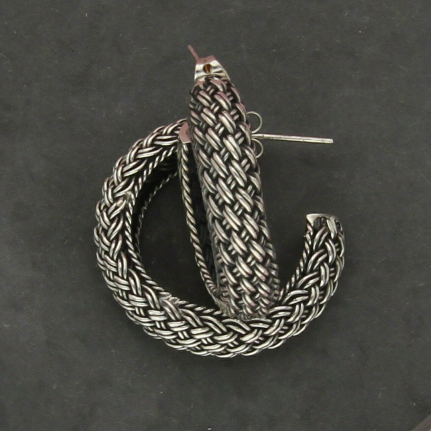 sterling silver vintage woven hoop earrings