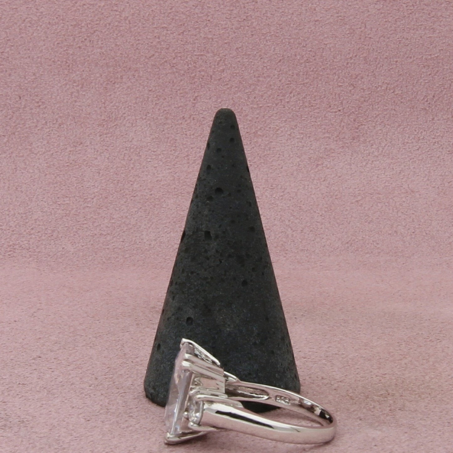 sterling silver clear cz cocktail ring size 7.75