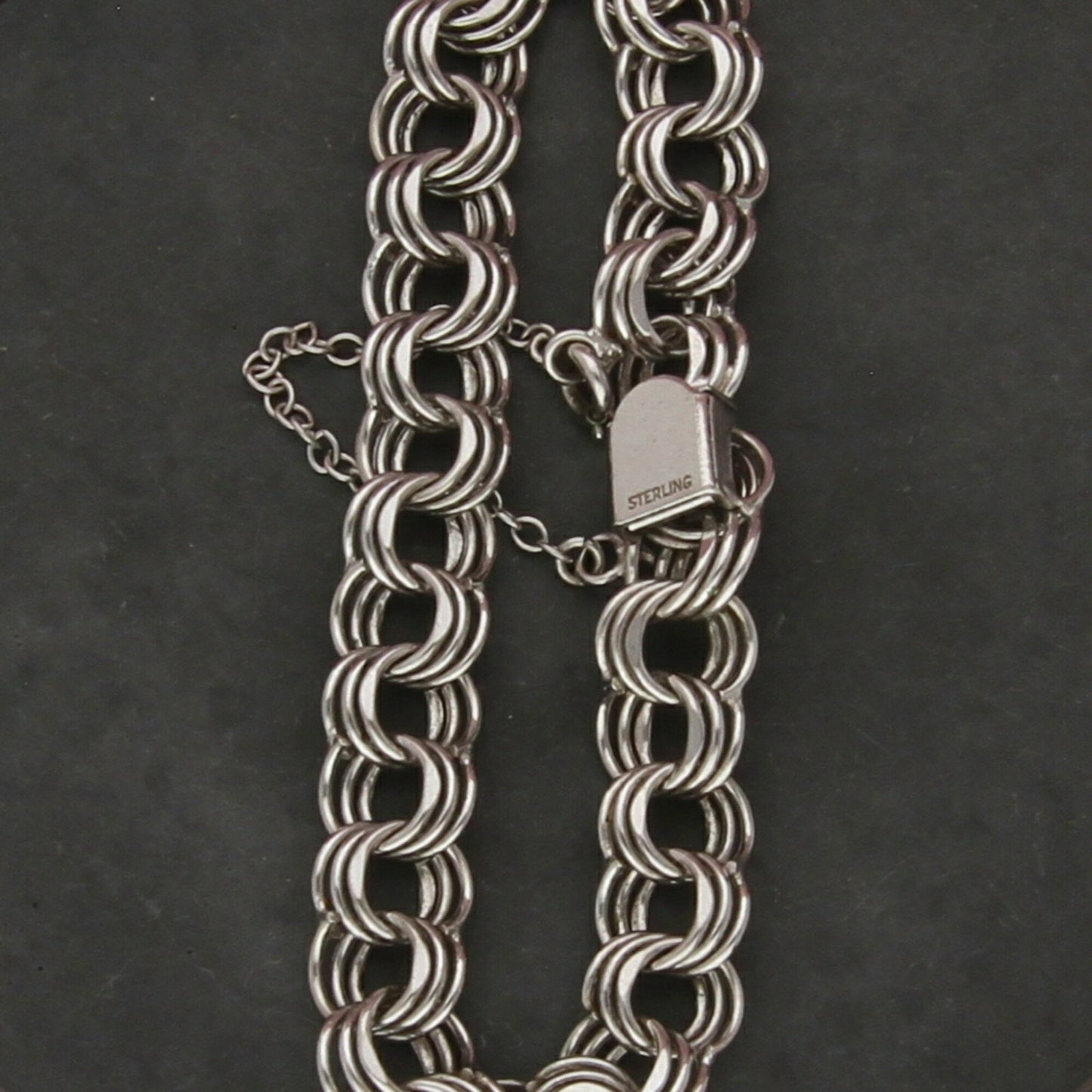 sterling silver vintage 10mm triple cable chain bracelet size 7.5in