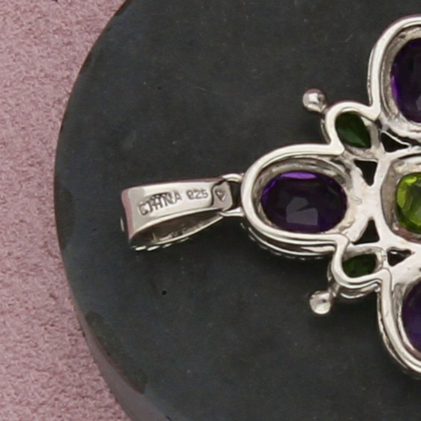 sterling silver braided amethyst & peridot pendant