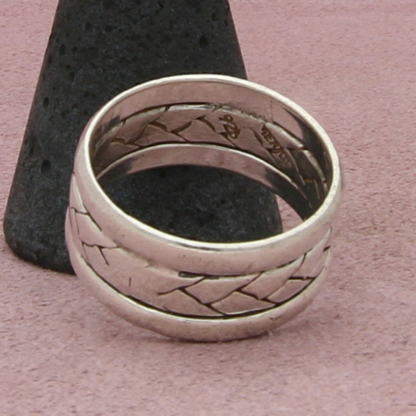 mexico sterling silver mens vintage woven band ring size 10.5