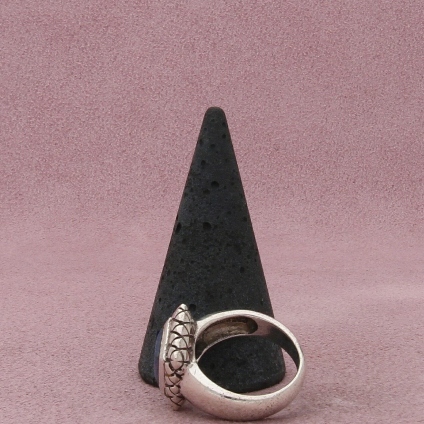 sterling silver quilted pattern lapis lazuli square ring size 6.75