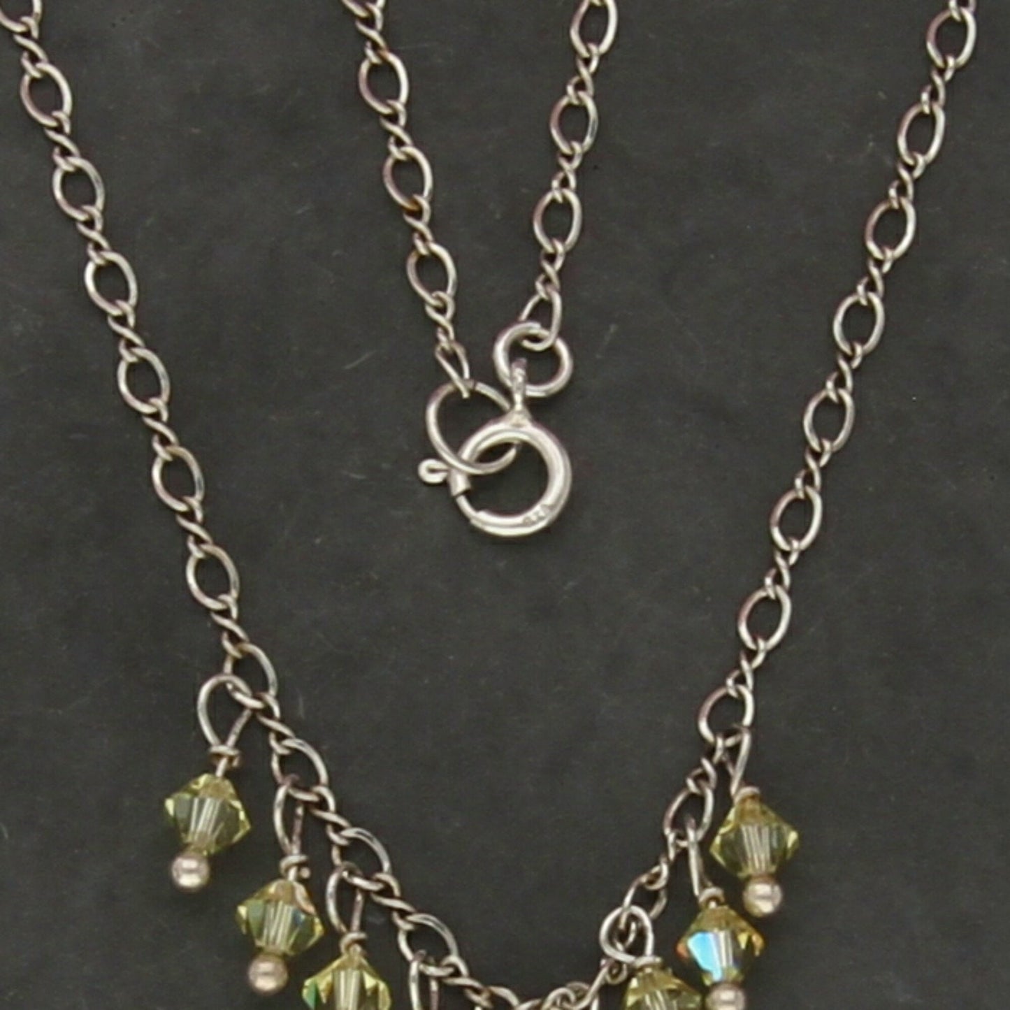sterling silver dainty yellow bead necklace size 18in