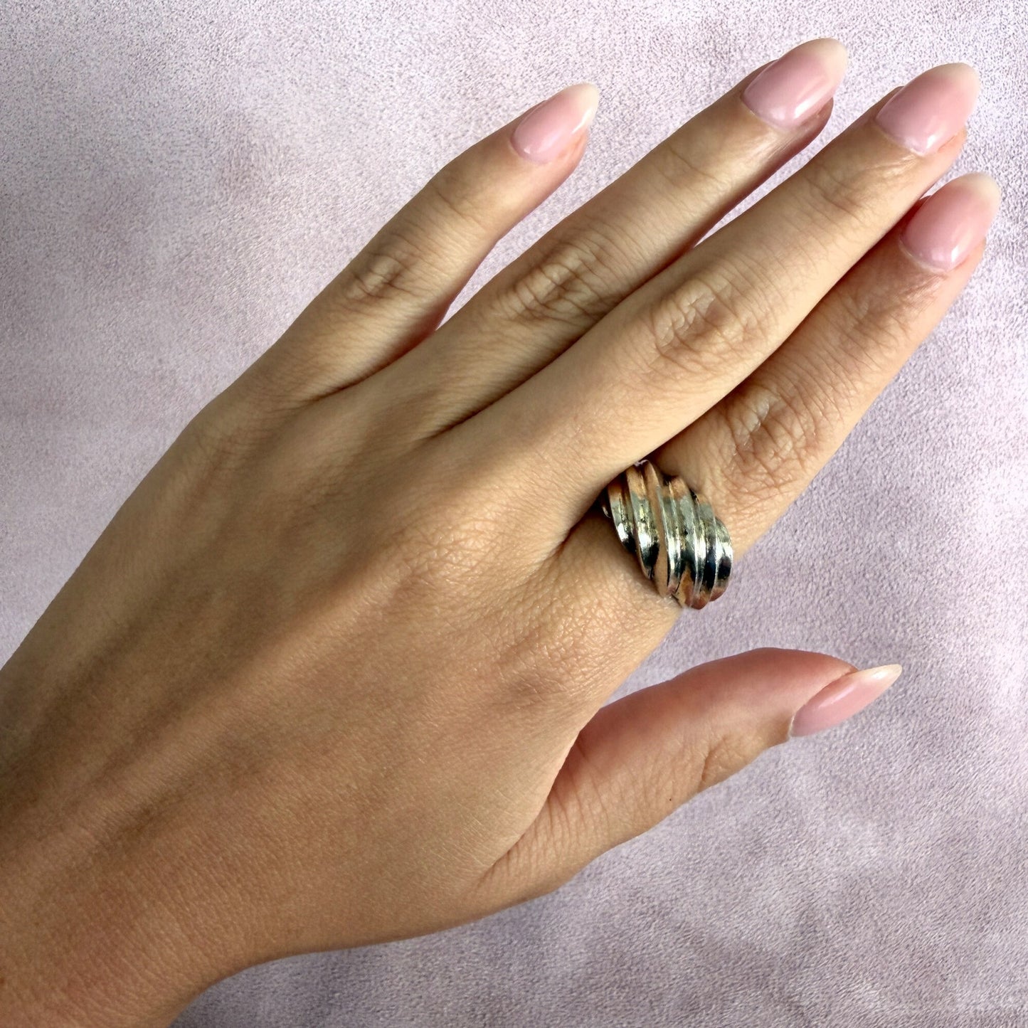 sterling silver vintage scalloped dome ring size 8