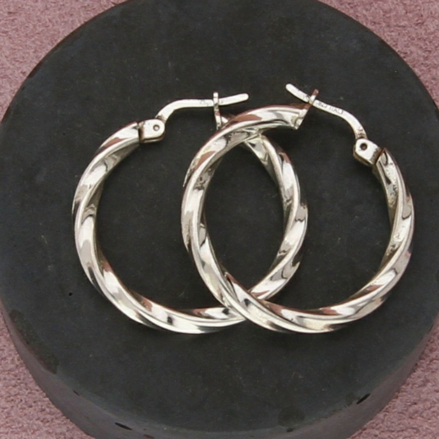 sterling silver vintage 25mm twisted hoop earrings