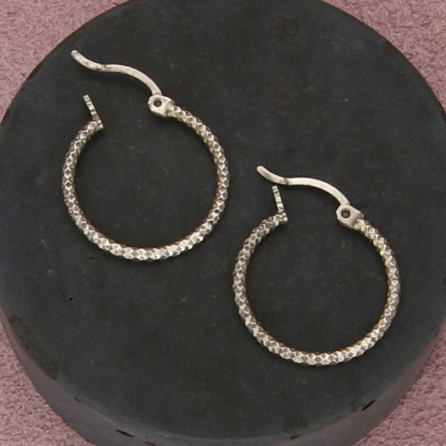 sterling silver vintage 20mm textured hoop earrings
