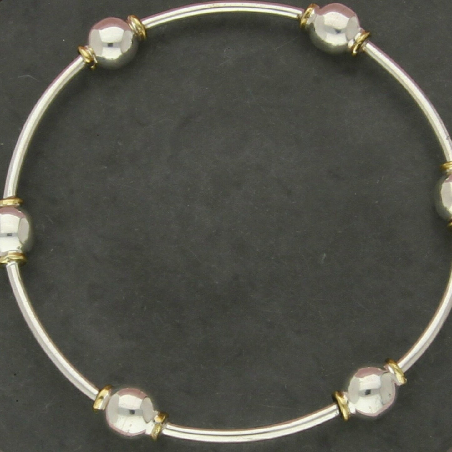 sterling silver beaded stack bangle bracelet size 7.5in