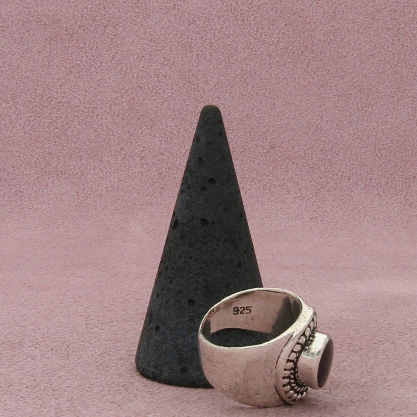 sterling silver braided onyx cigar band ring size 5.75