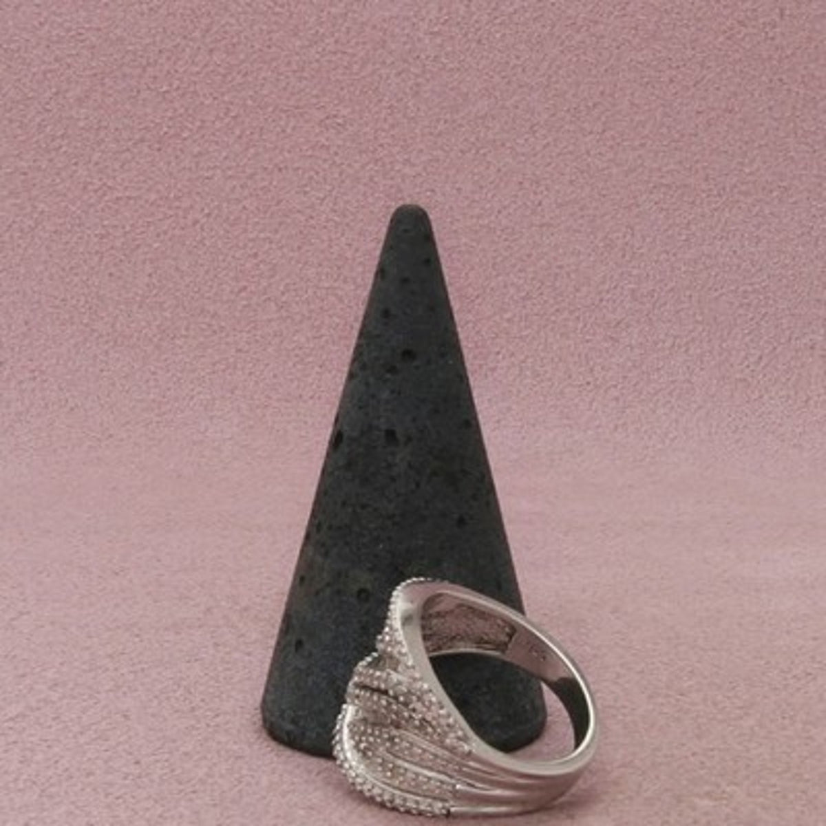 Zales Sterling Silver Diamond Multi-Row Wave Ring Size 6.75