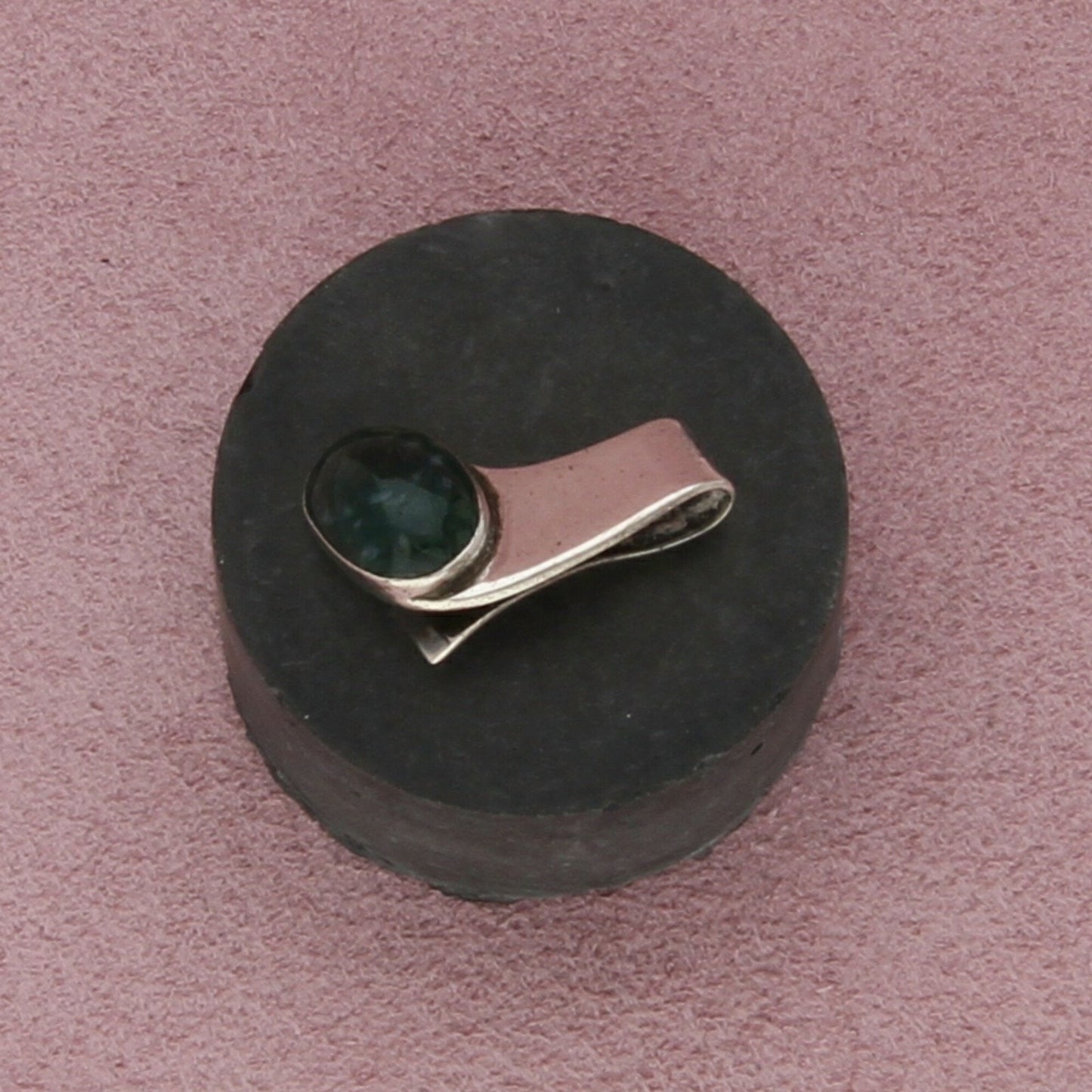 sterling silver vintage small moss agate tie clip