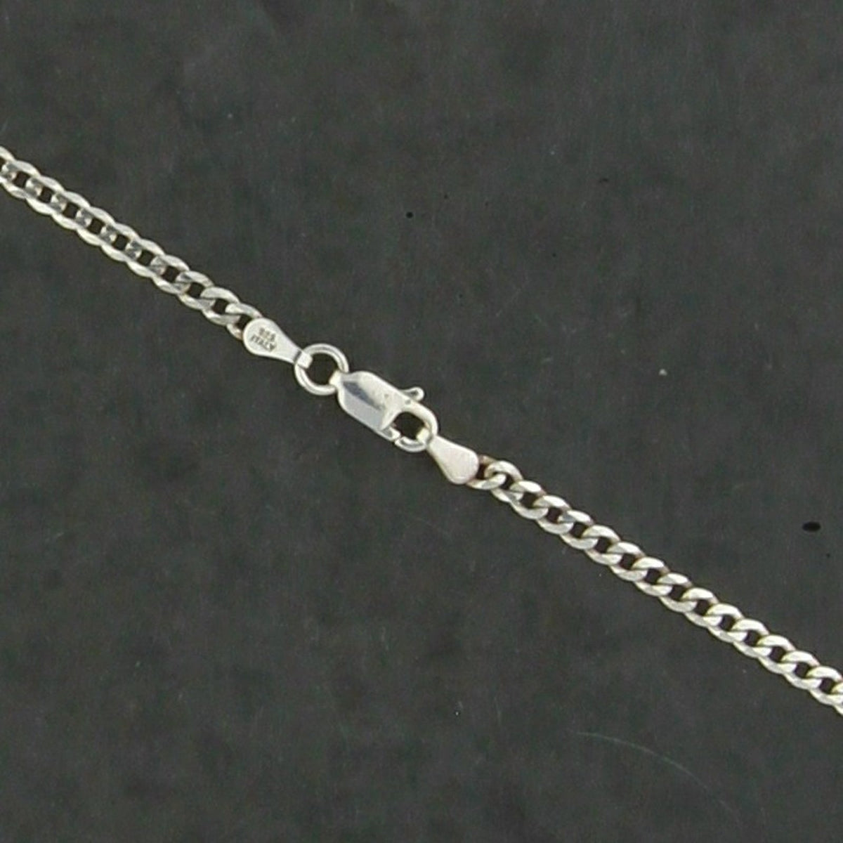 Sterling Silver Men's Italy 2mm Cuban Link Chain Necklace Size 22in