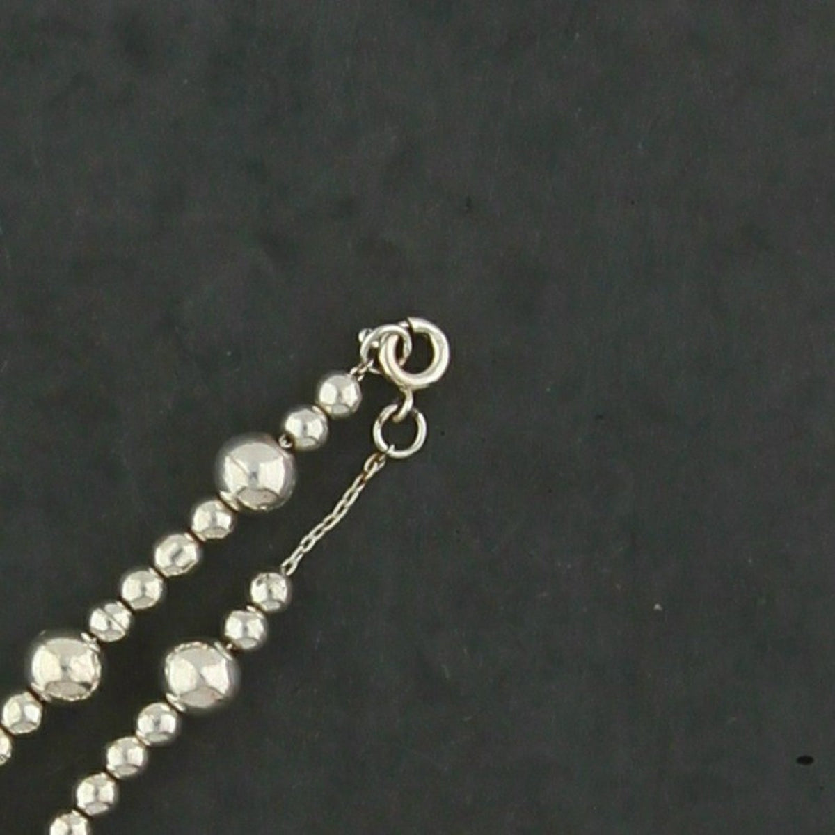 Sterling Silver Round Bead Station Chain Necklace Size 18.5in