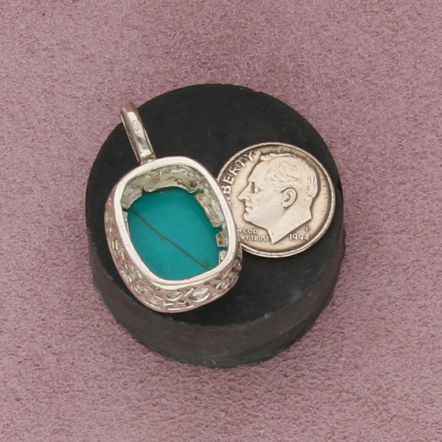 sterling silver bezel-set turquoise pendant