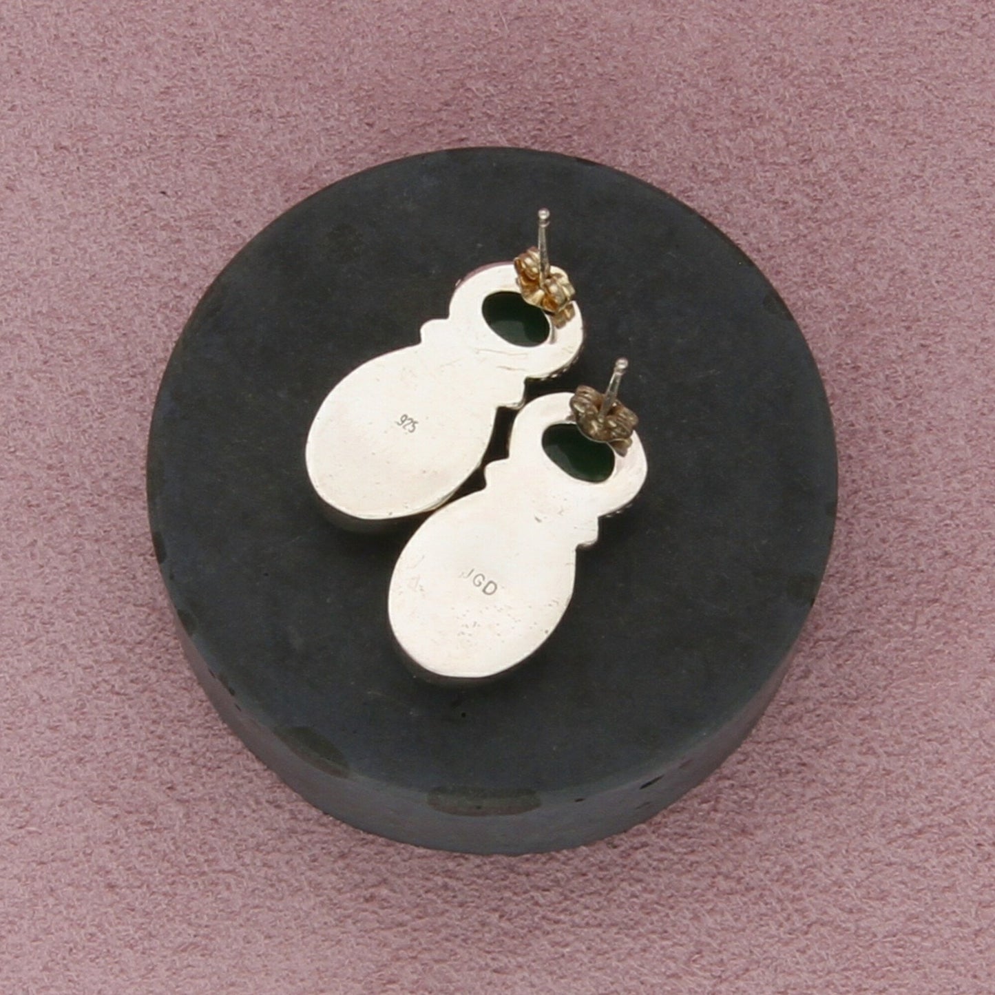 janice giardi sterling silver jade & green jasper post earrings