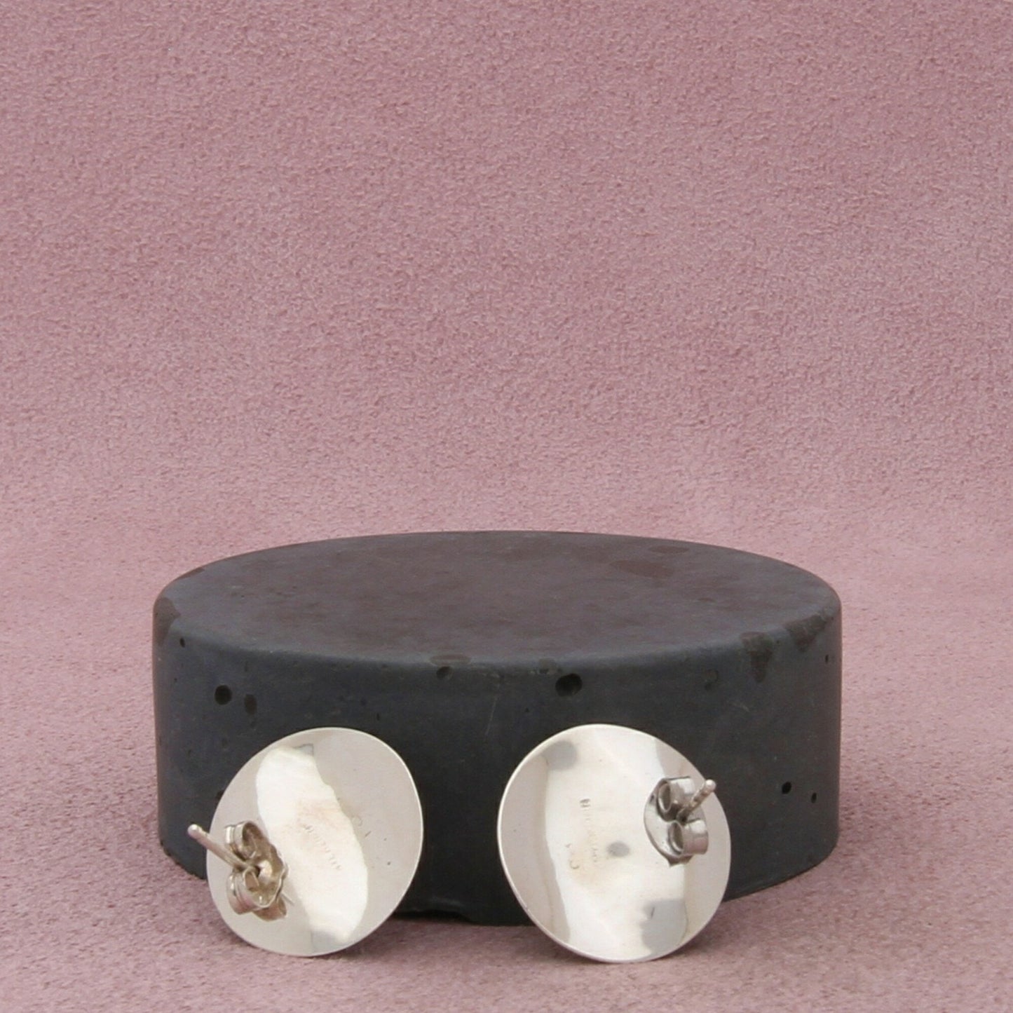 sterling silver vintage modernist wavy disc post earrings