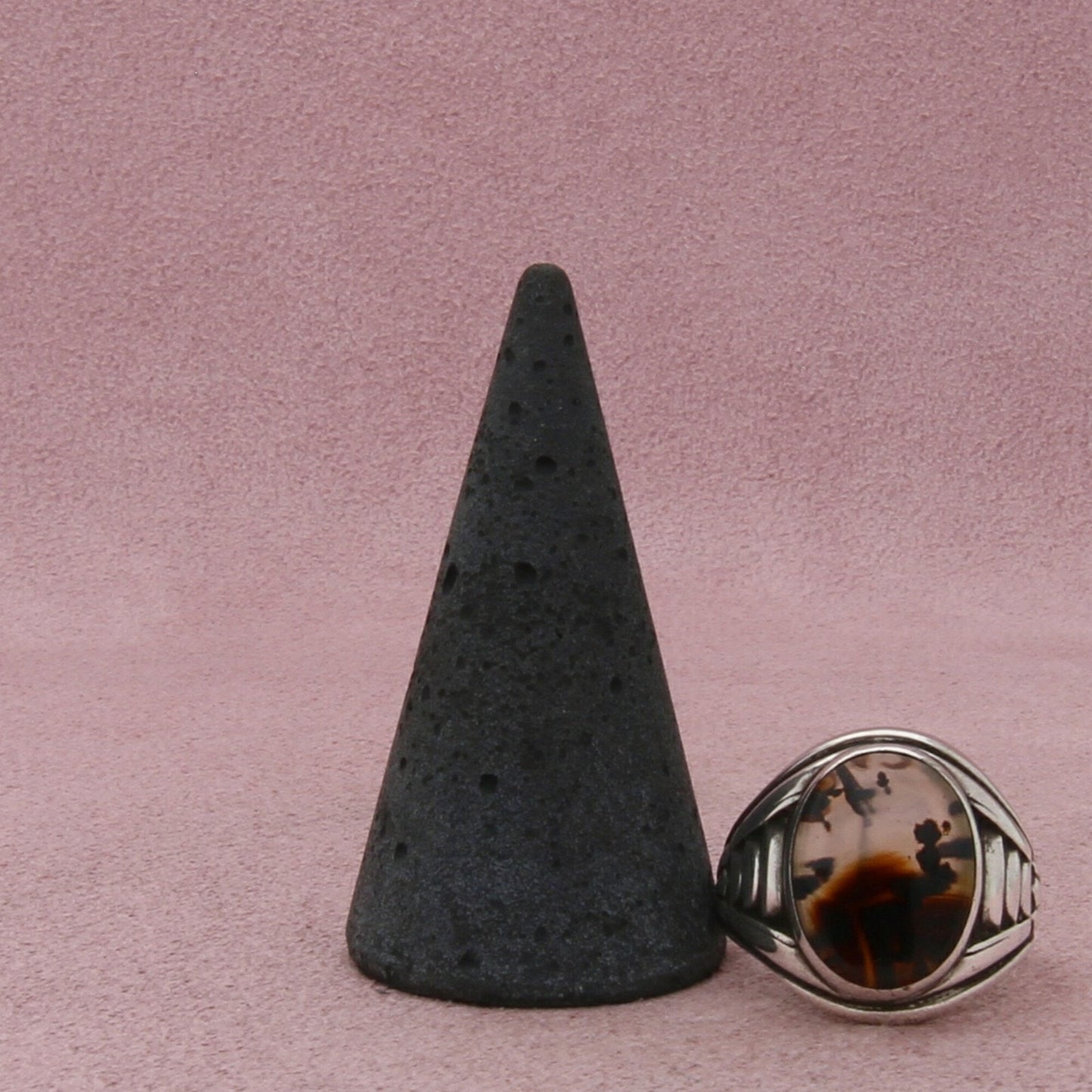 uncas sterling silver mens vintage dendritic agate signet ring size 9.5