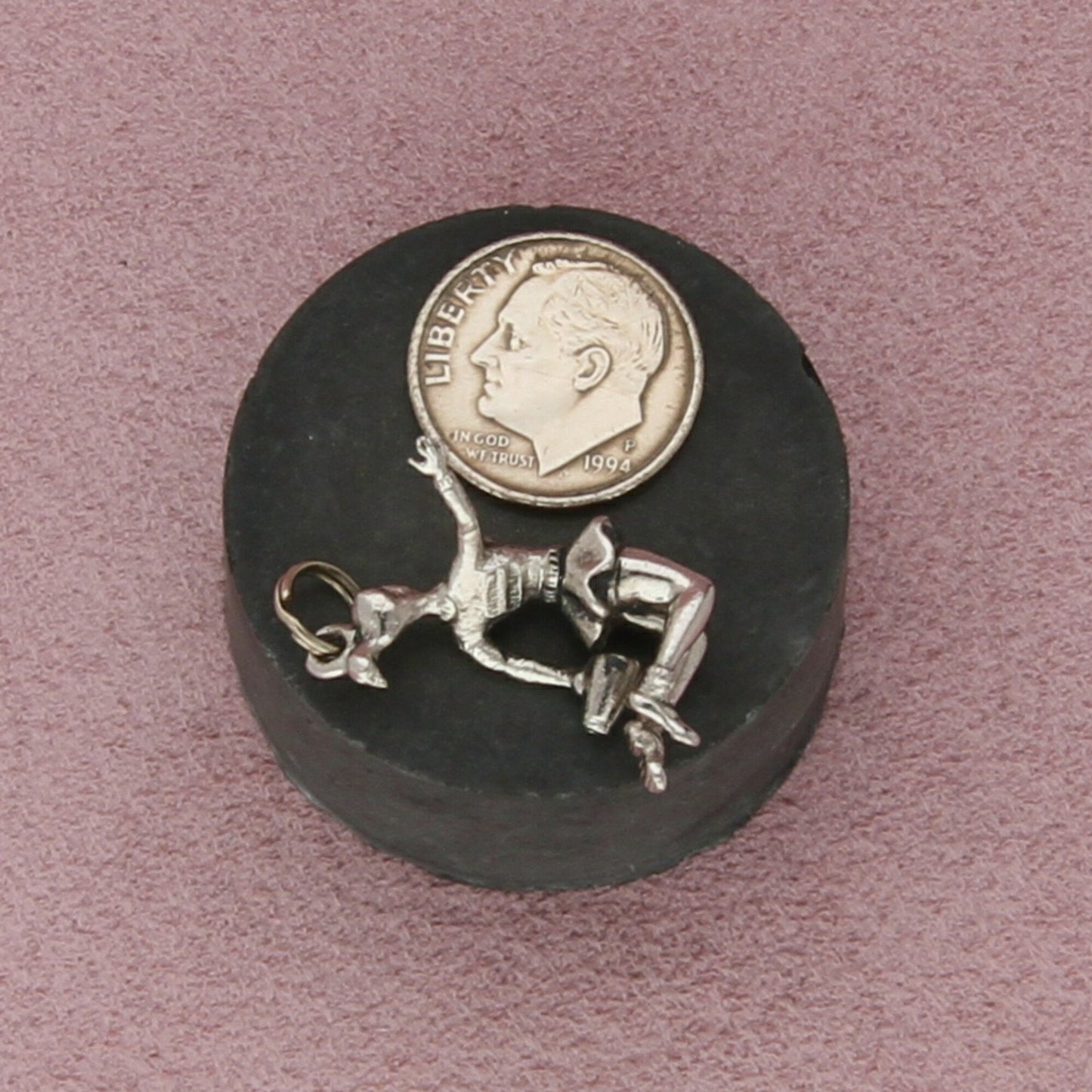 sterling silver vintage 3d cheerleader charm pendant