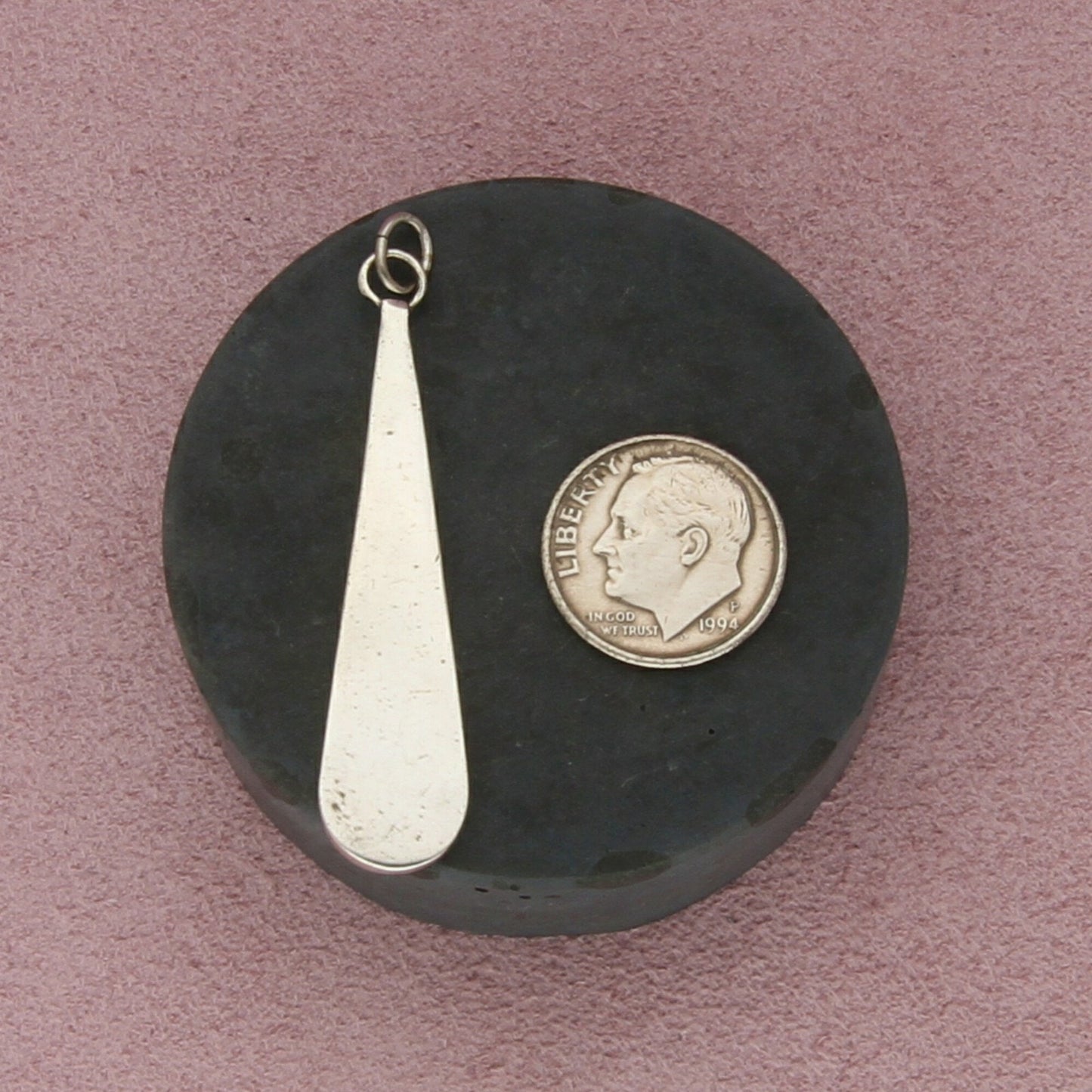 navajo sterling silver vintage mother of pearl elongated drop pendant