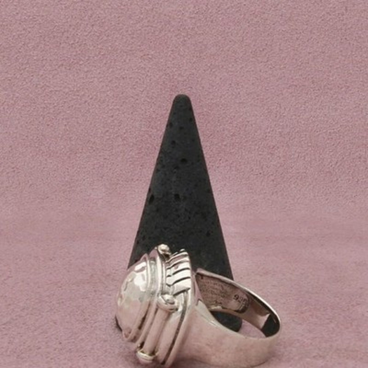 Sterling Silver Vintage Hammered Chunky Framed Square Face Ring Size 8.75