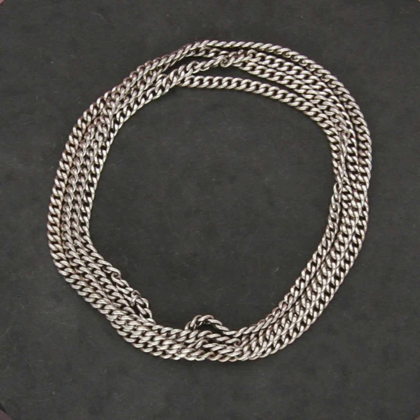 sterling silver vintage 2mm claspless curb chain necklace size 25in