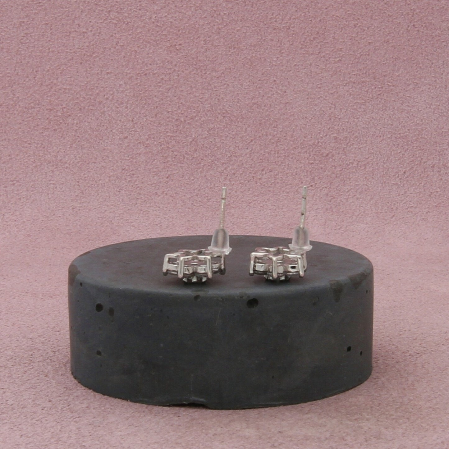 sterling silver cz cluster flower stud earrings