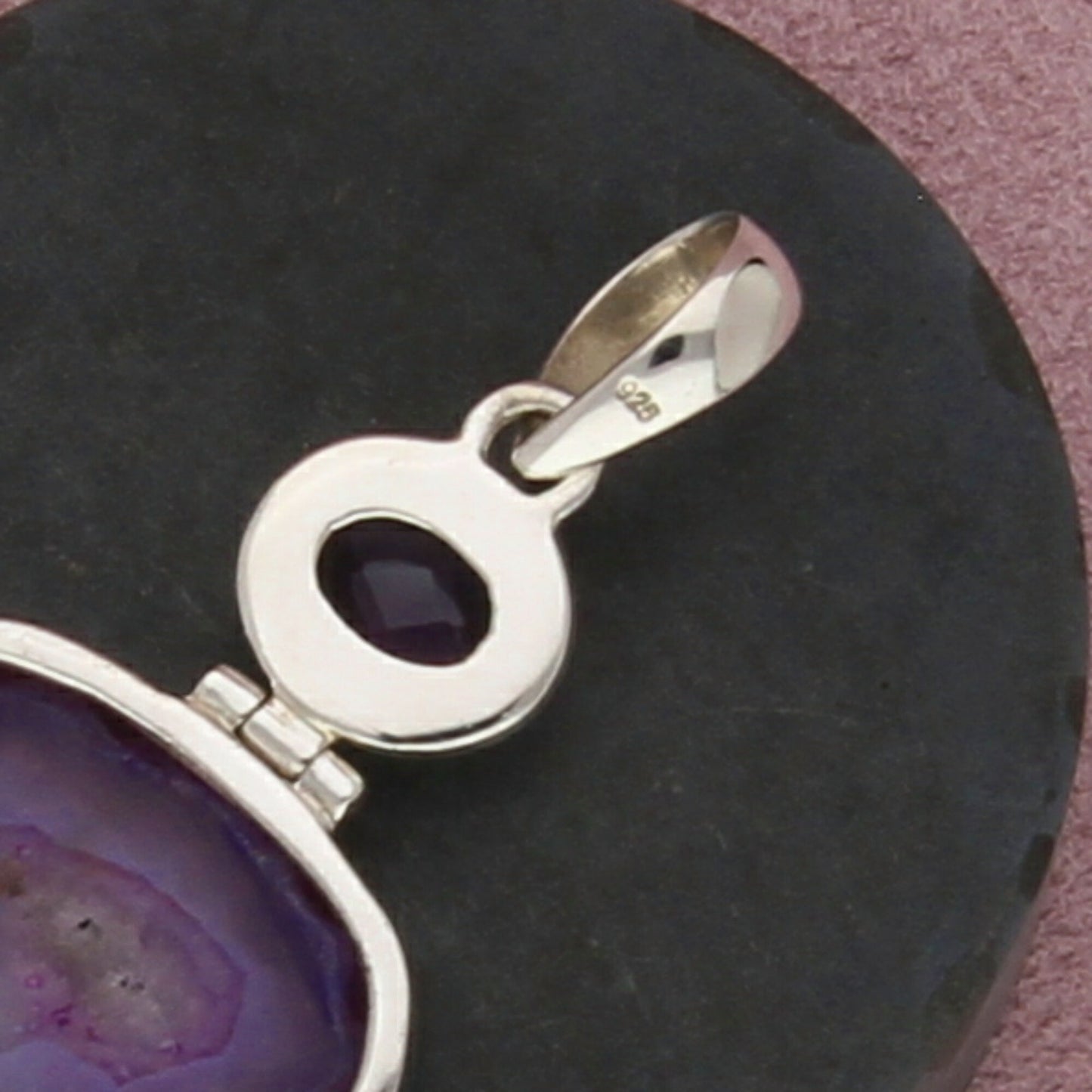 sterling silver faceeted amethyst druzy pendant
