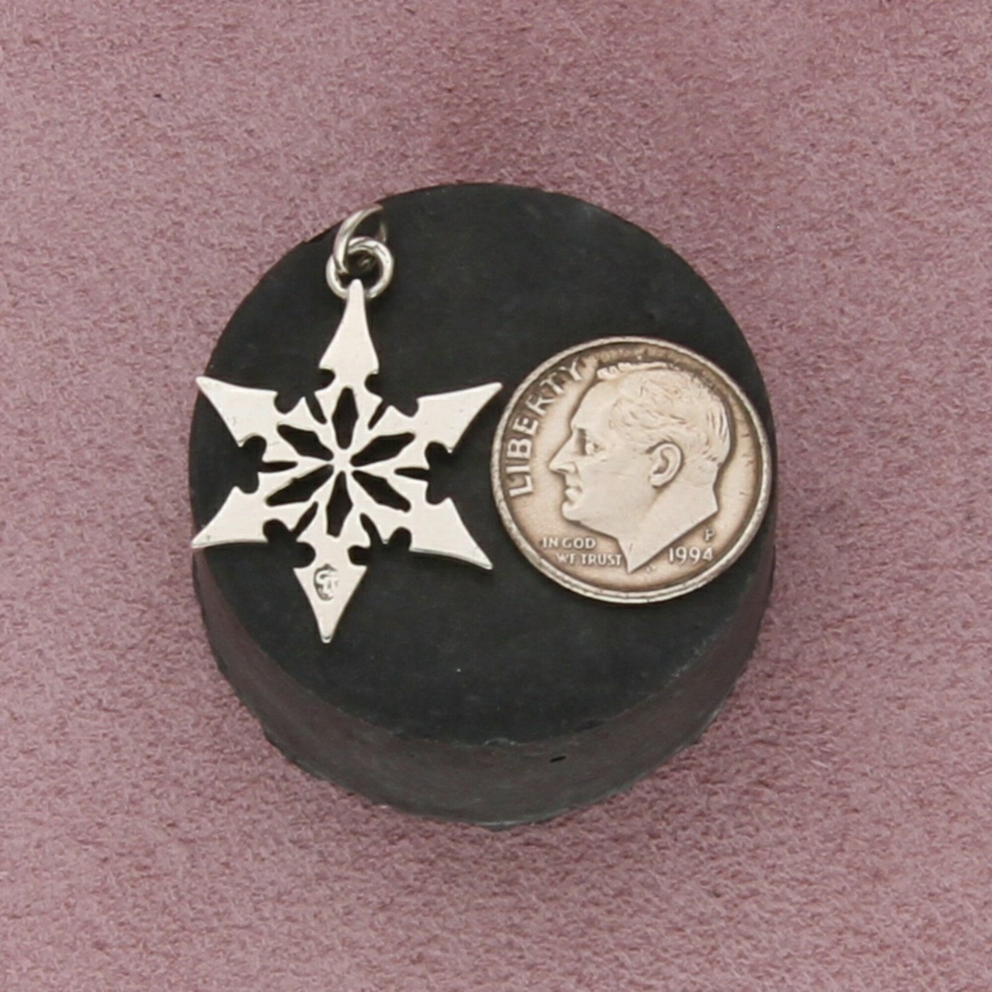 sterling silver vintage winter snowflake charm pendant