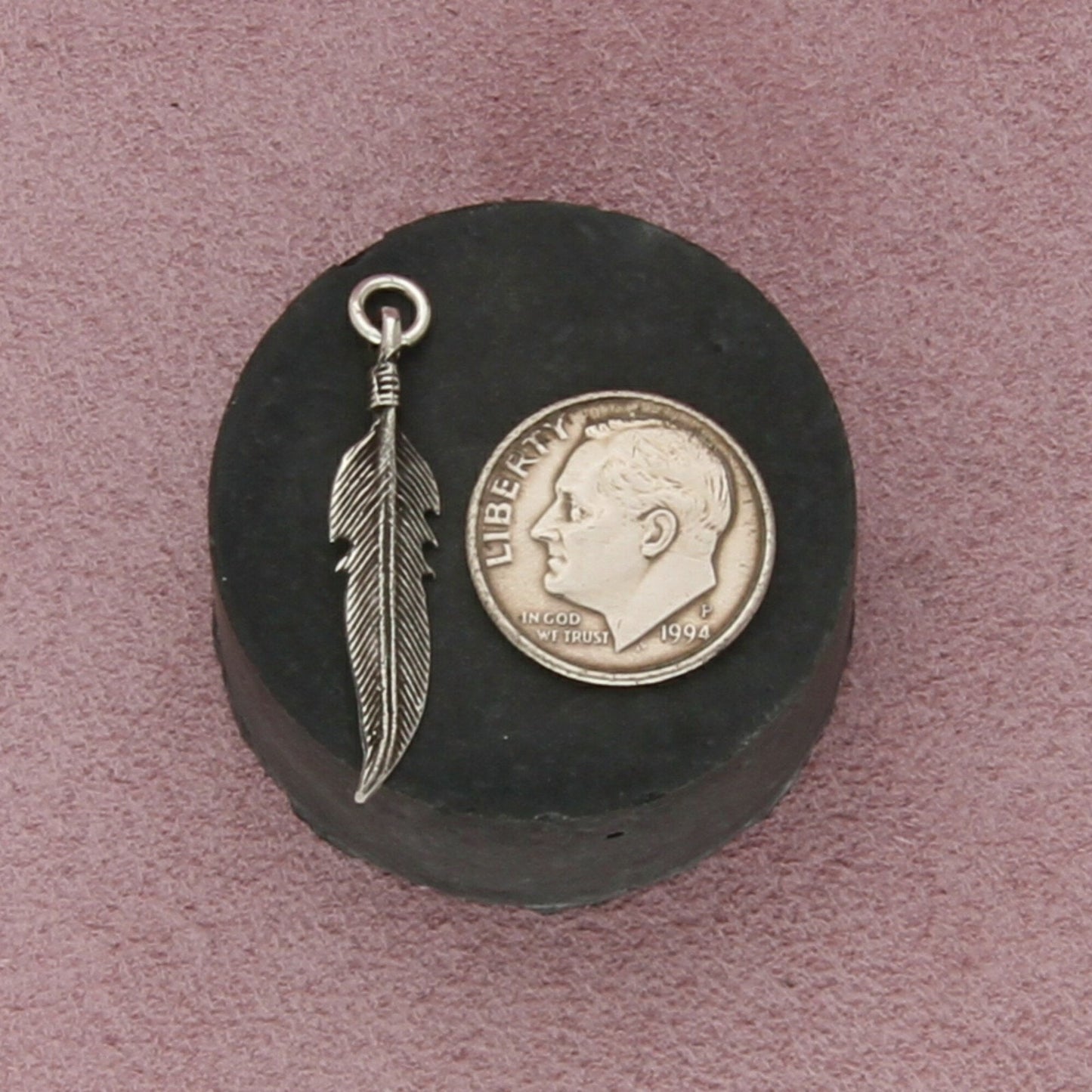 sterling silver vintage dainty feather charm pendant