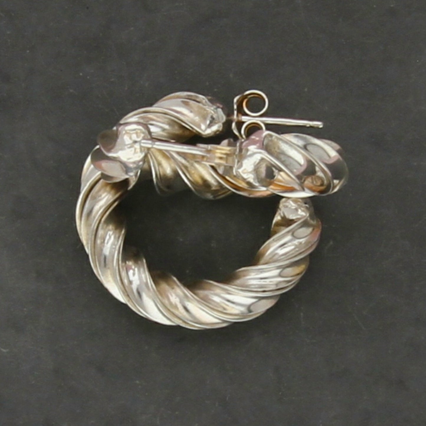 sterling silver vintage twisted hoop post earrings