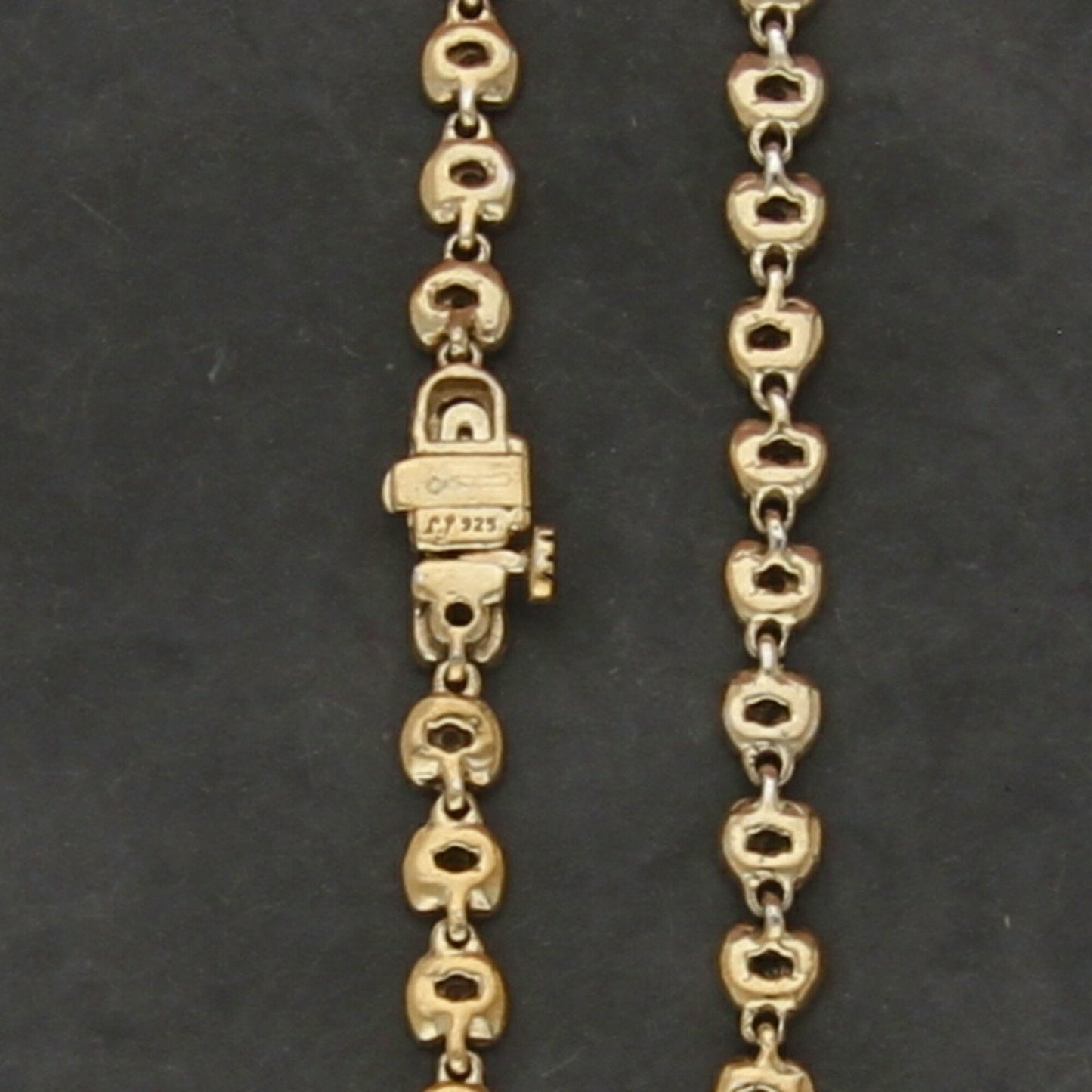 sterling silver gold plate diamond accent hearts bracelet size 7.5in