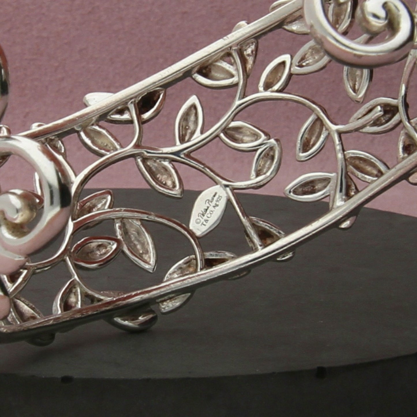 tiffany & co sterling silver paloma picasso olive leaf cuff bracelet size 6in
