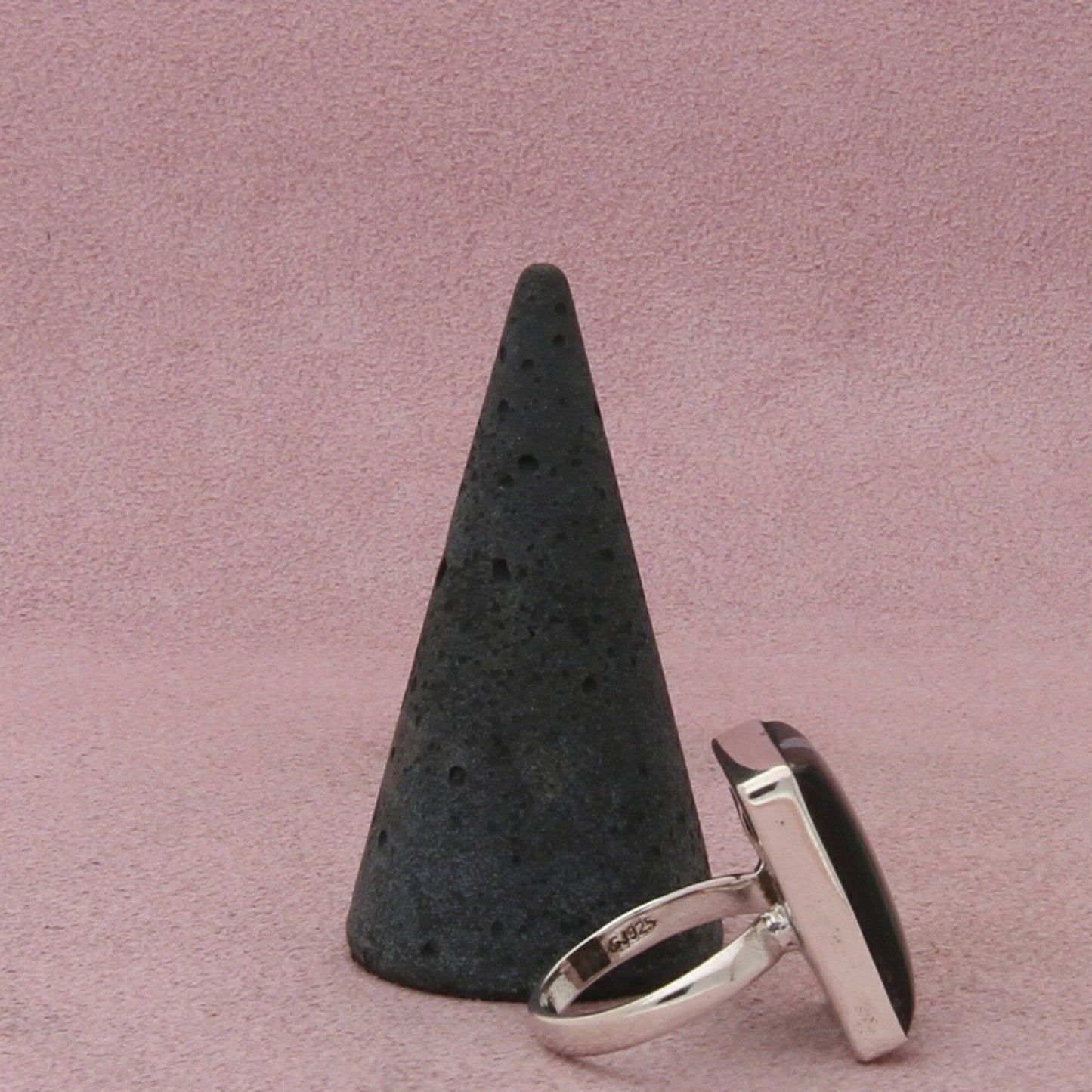 sterling silver vintage snowflake obsidian ring size 6