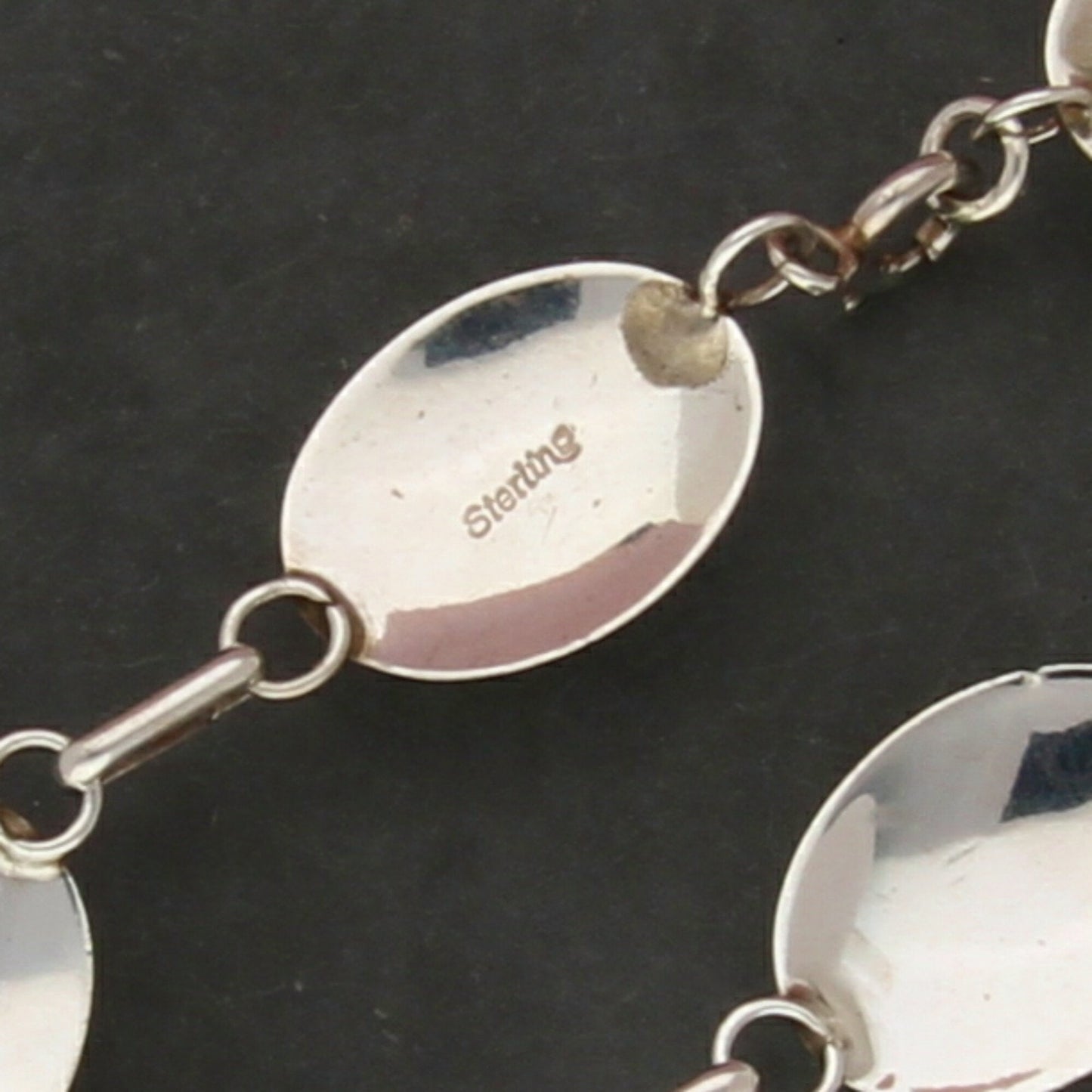 navajo sterling silver vintage onyx cabochon link bracelet size 7.75in