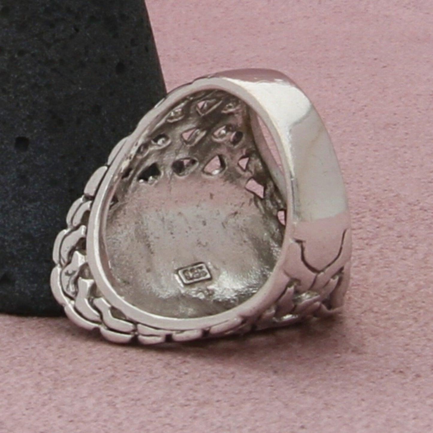 sterling silver bali two-tone gold accent hammered band ring size 8.25