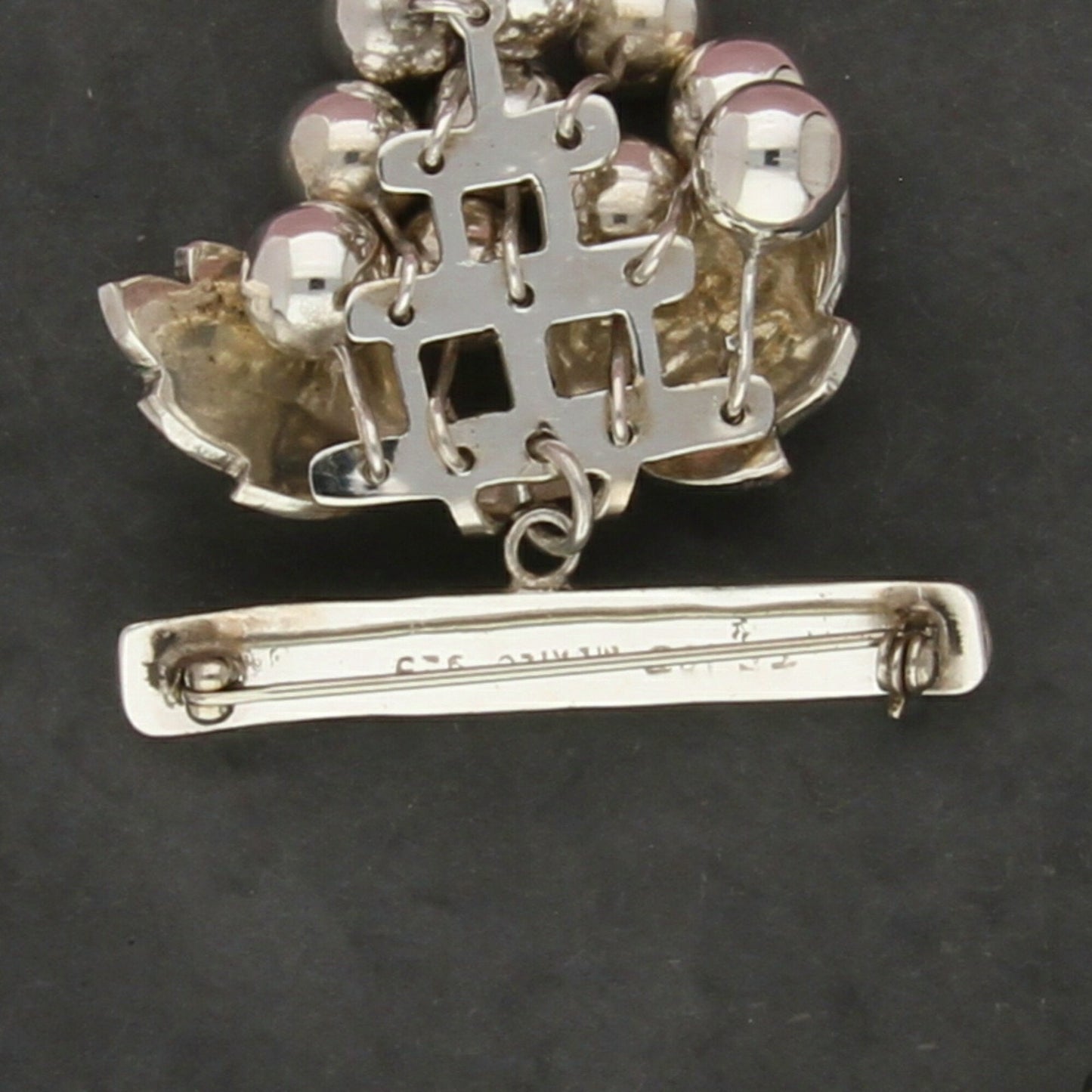 taxco mexico sterling silver vintage beaded grape bunch brooch