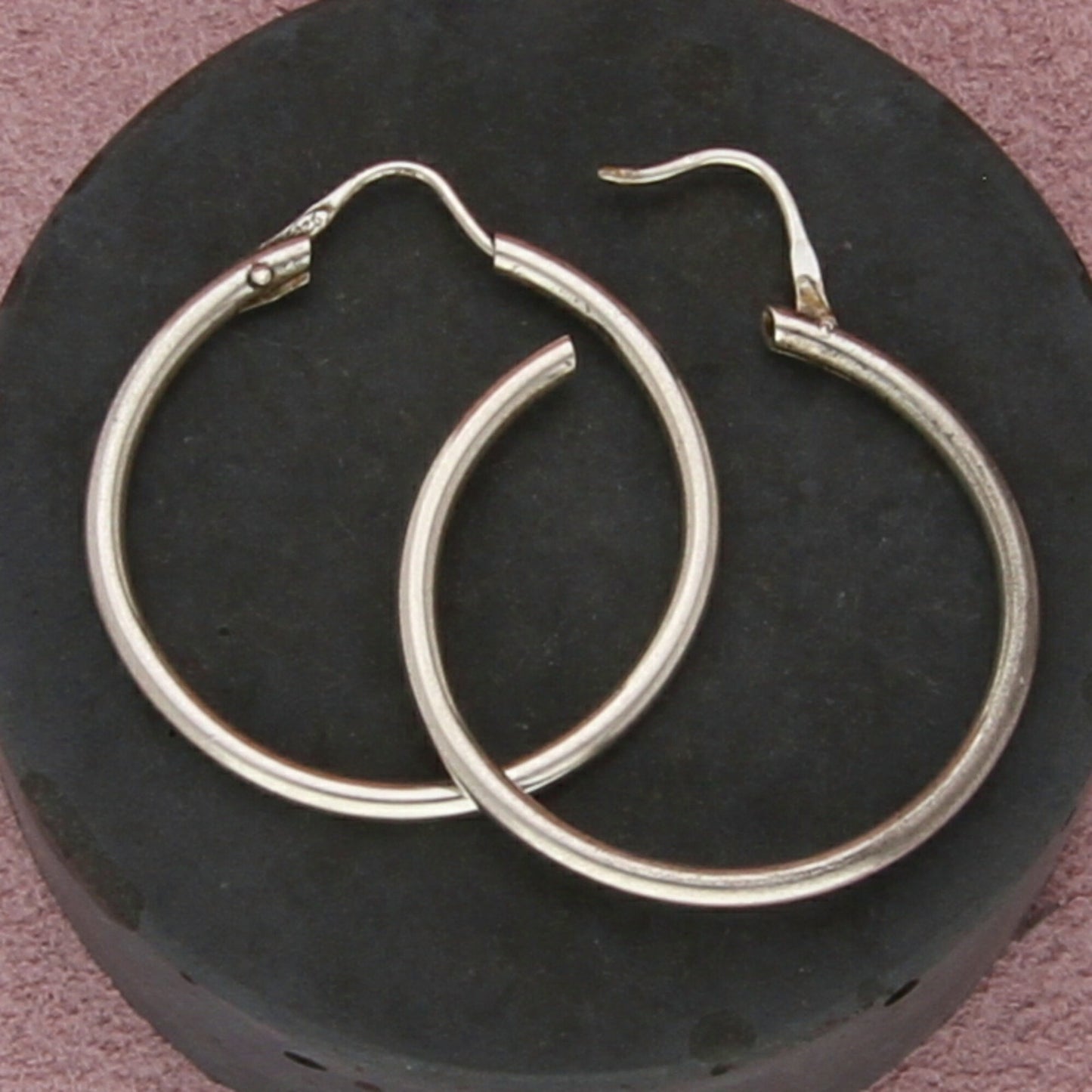 sterling silver vintage 30mm tube hoop earrings