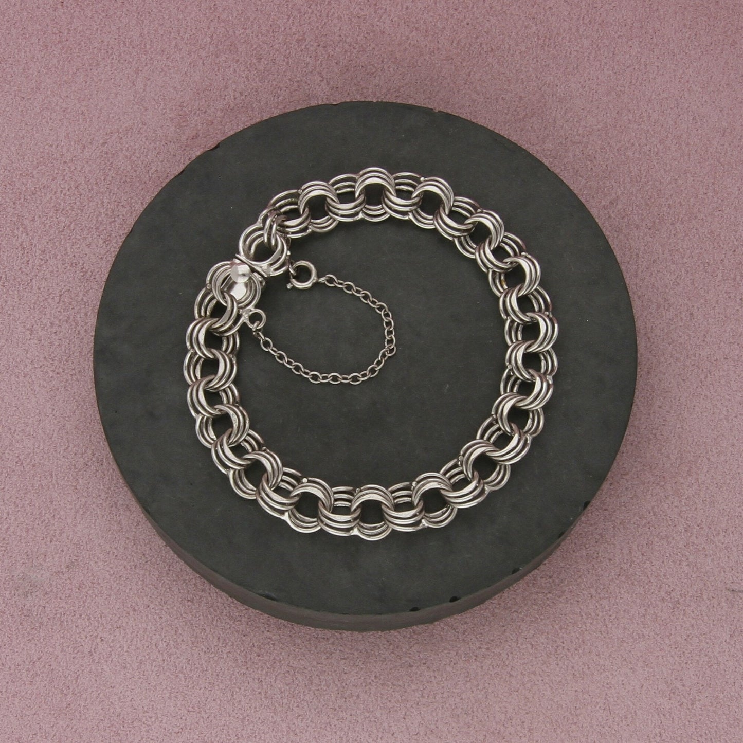 sterling silver vintage 10mm triple cable chain bracelet size 7.5in
