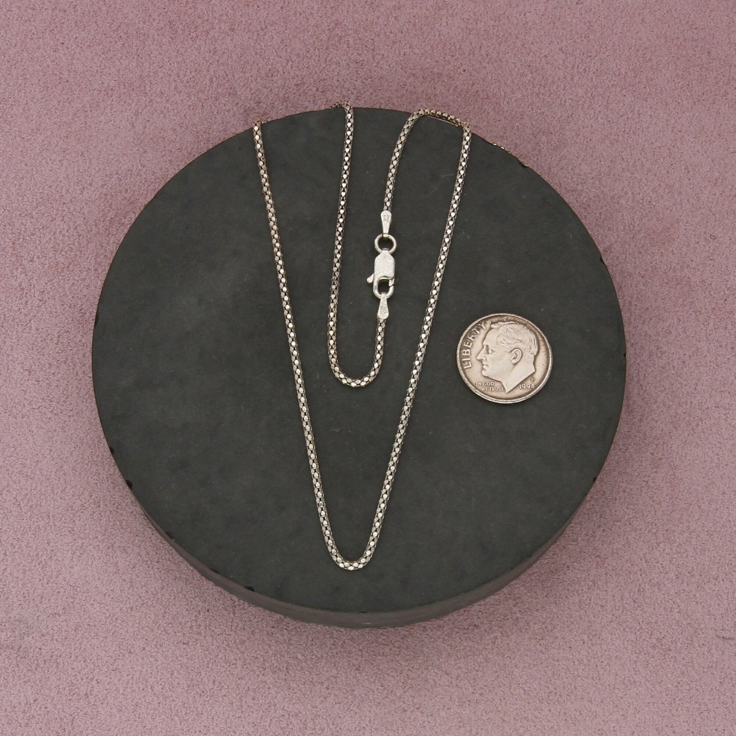 sterling silver italy 2mm glitter snake chain necklace size 20.25in