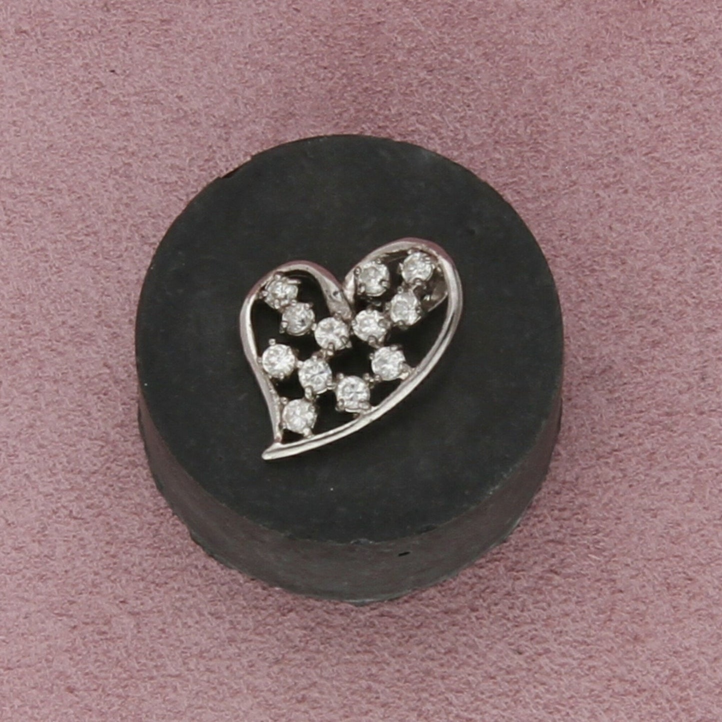 sterling silver round-cut cz cluster heart pendant