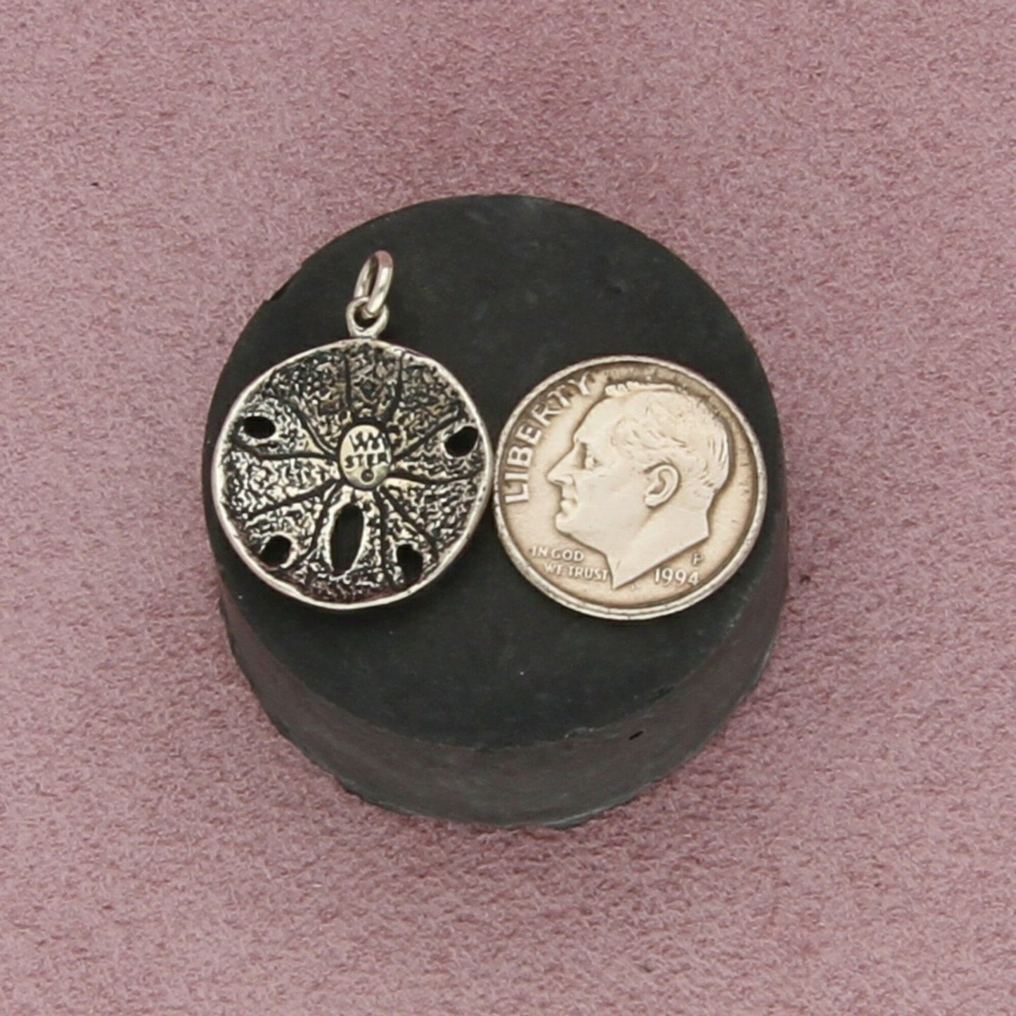 sterling silver vintage sand dollar charm pendant