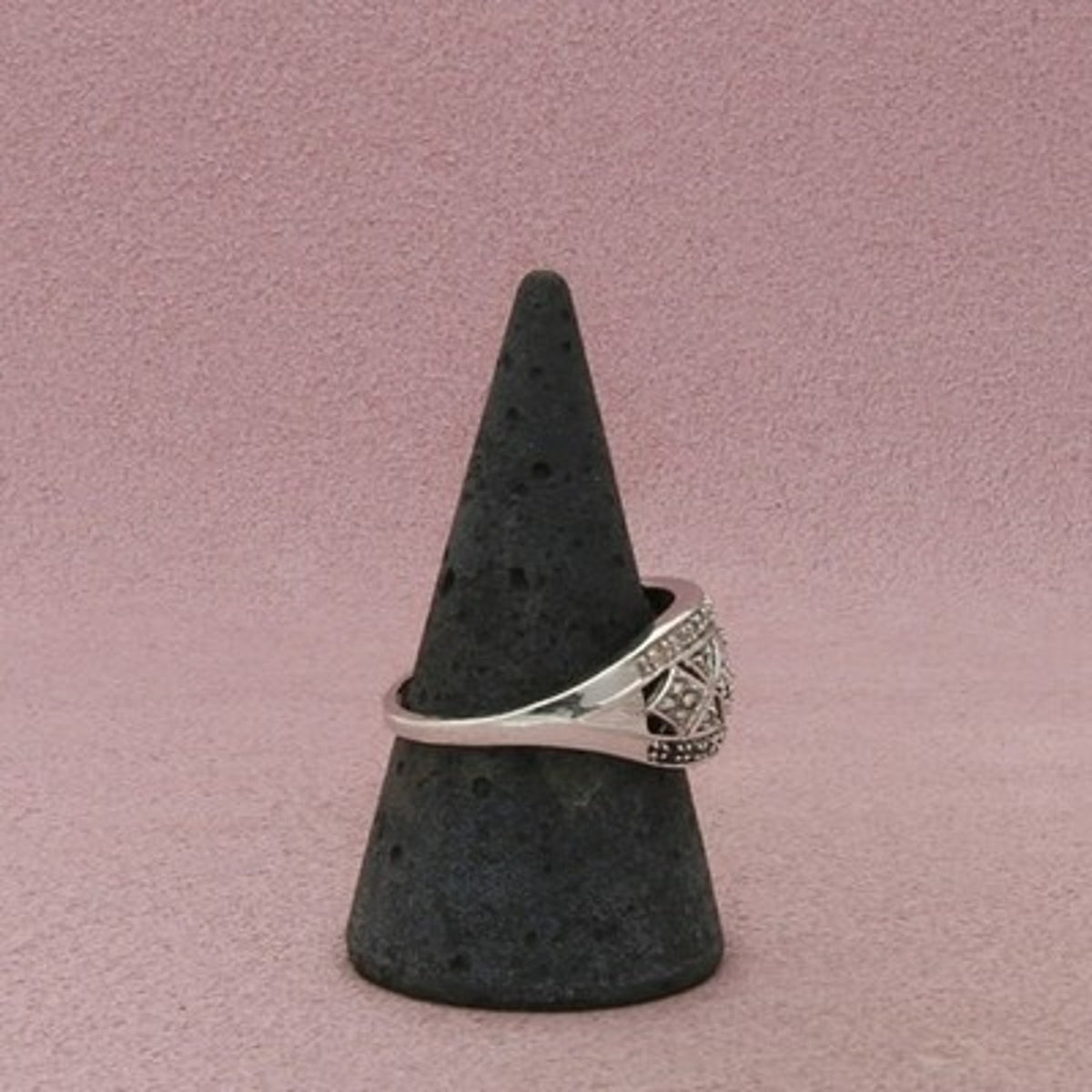 Zales Sterling Silver Diamond Openwork Geometric Ring Size 10.25