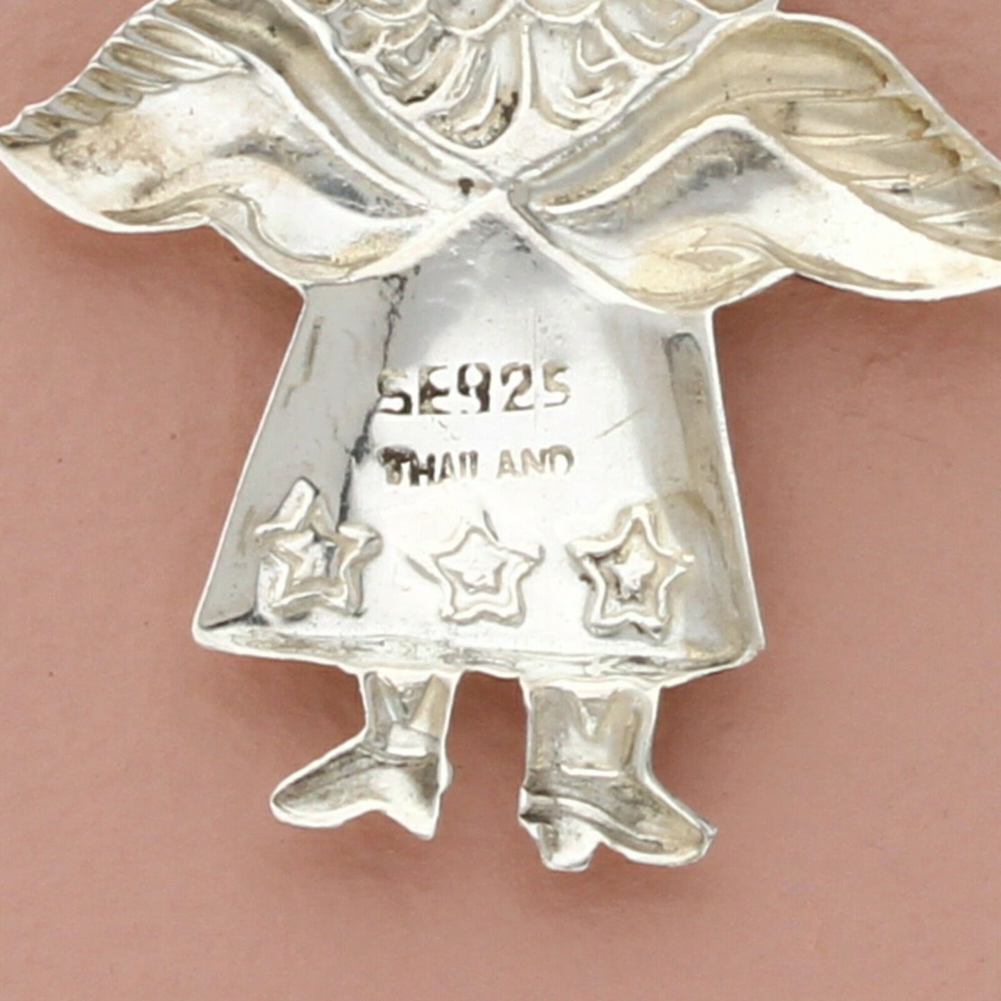 sterling silver vintage western cowgirl guardian angel pendant