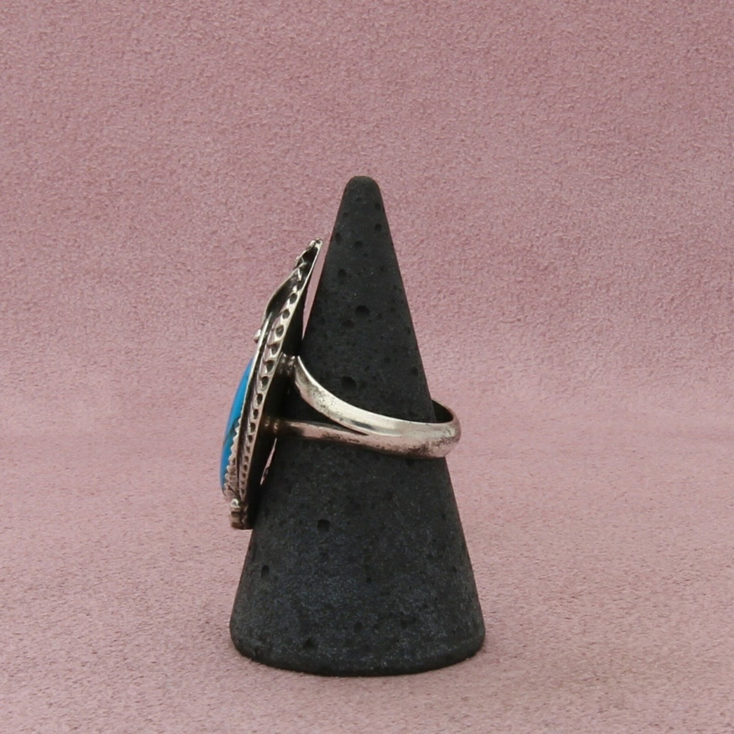 navajo sterling silver vintage turquoise feather ring size 6.5