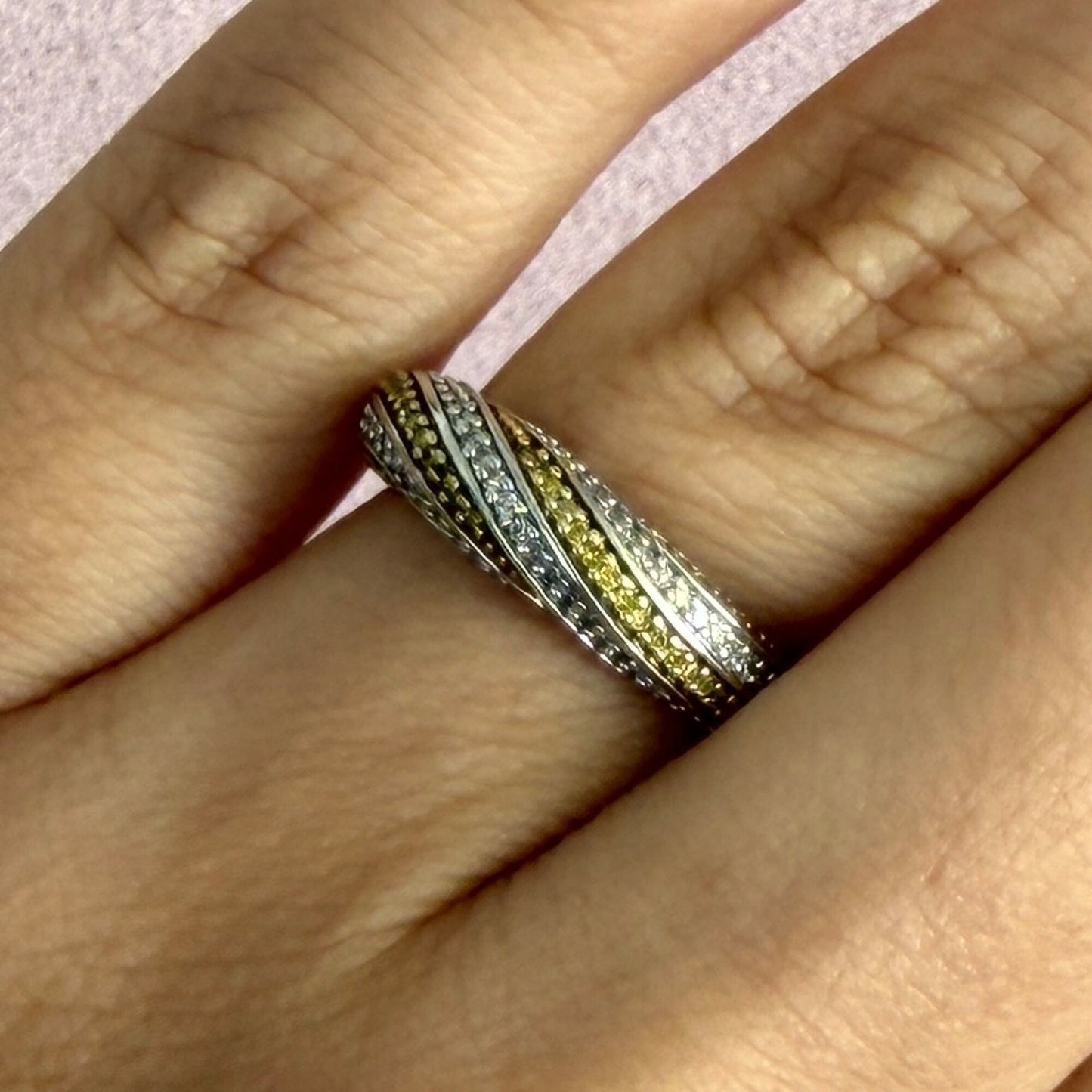 affinity sterling silver yellow & white diamond band ring size 5.75
