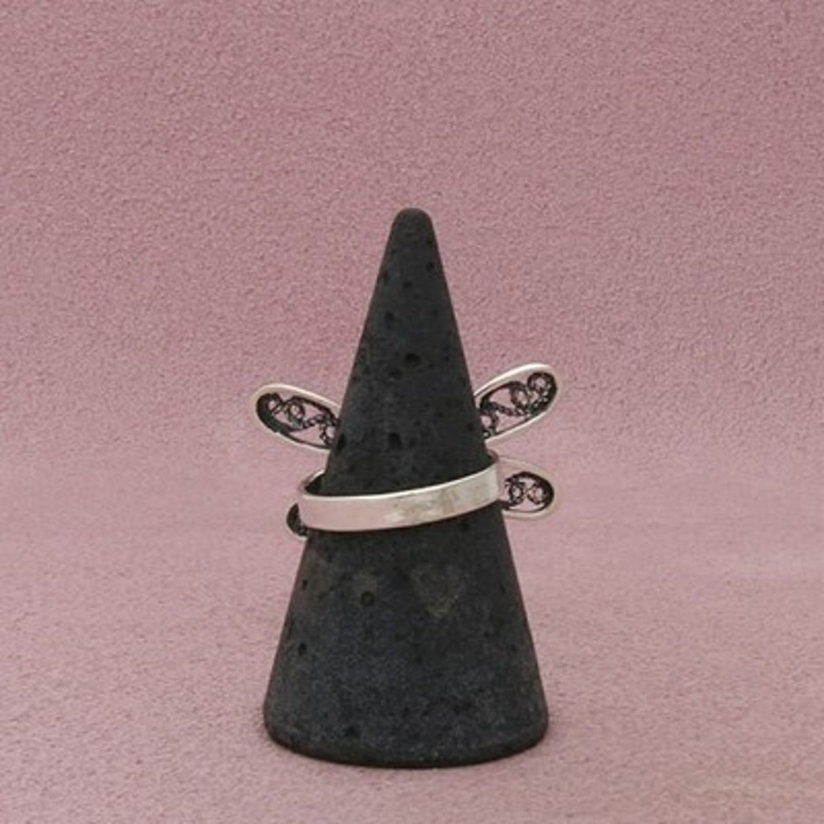 Sterling Silver Vintage Dragonfly Filigree Ring Size 7