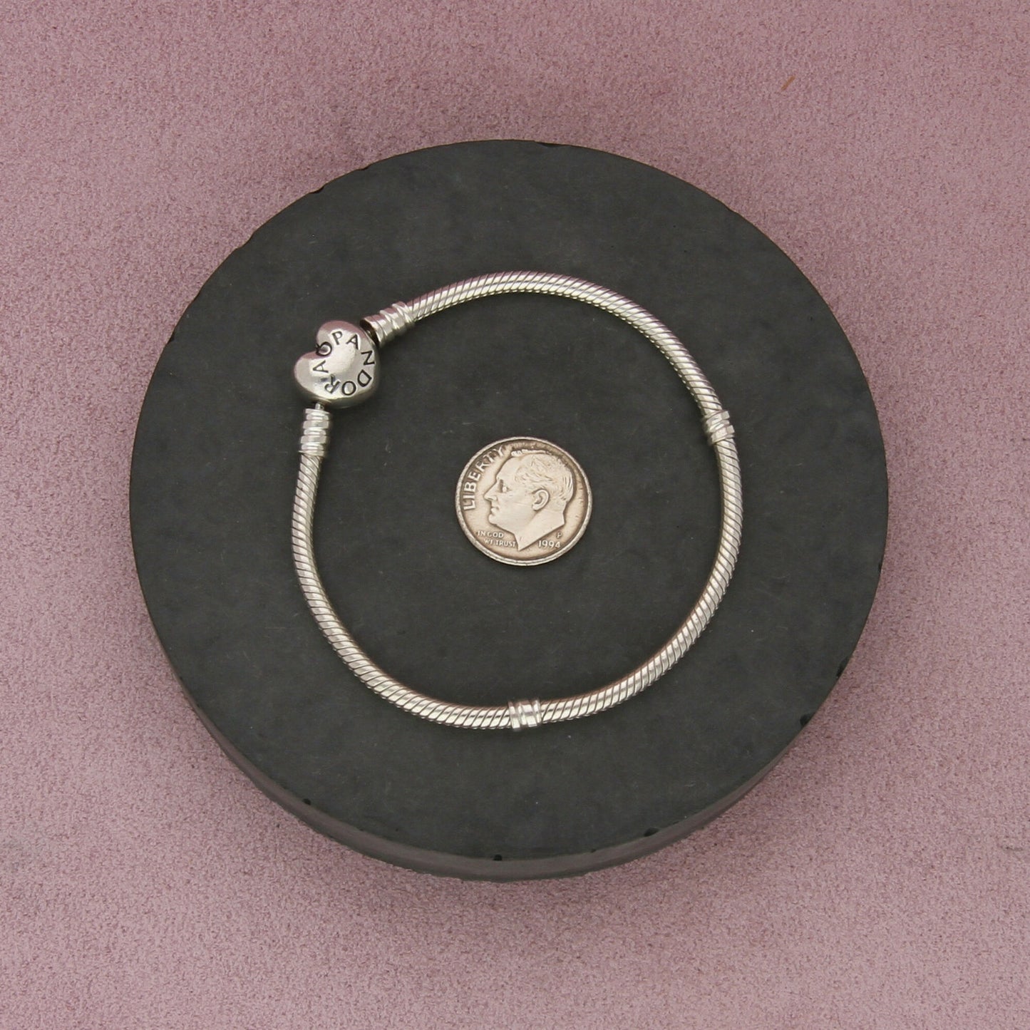 pandora sterling silver moments heart clasp charm bracelet size 7in