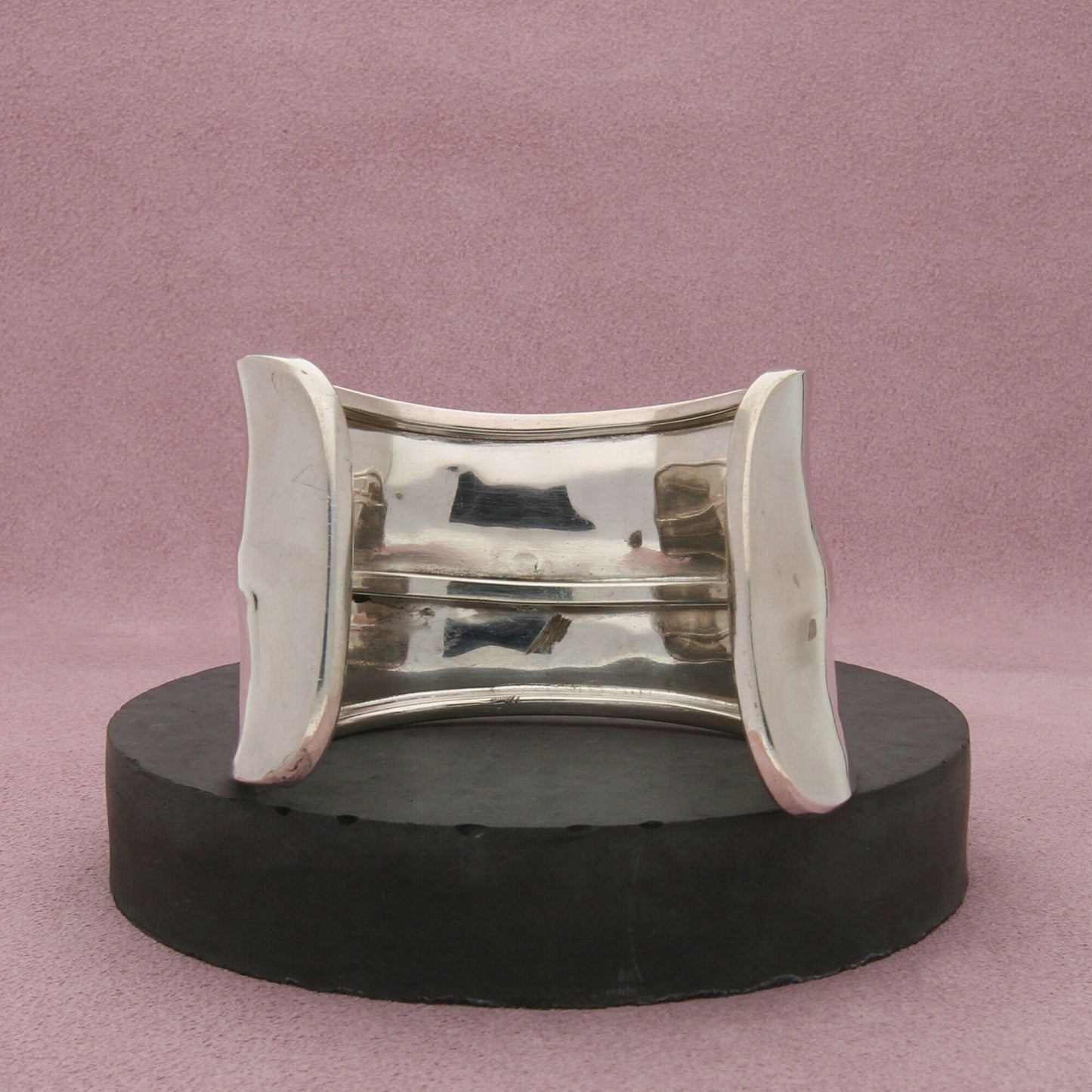 sterling silver vintage concave asymmetrical cuff bracelet size 6in