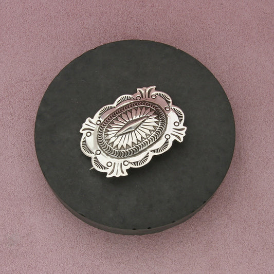 navajo sterling silver vintage hand-stamped concho pin brooch