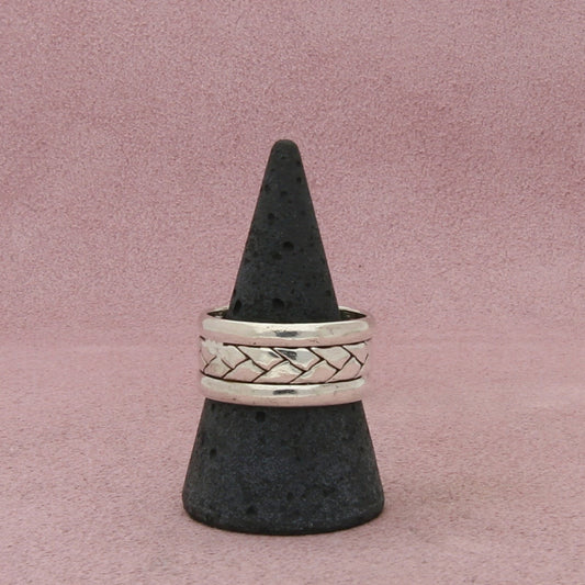 mexico sterling silver mens vintage woven band ring size 10.5