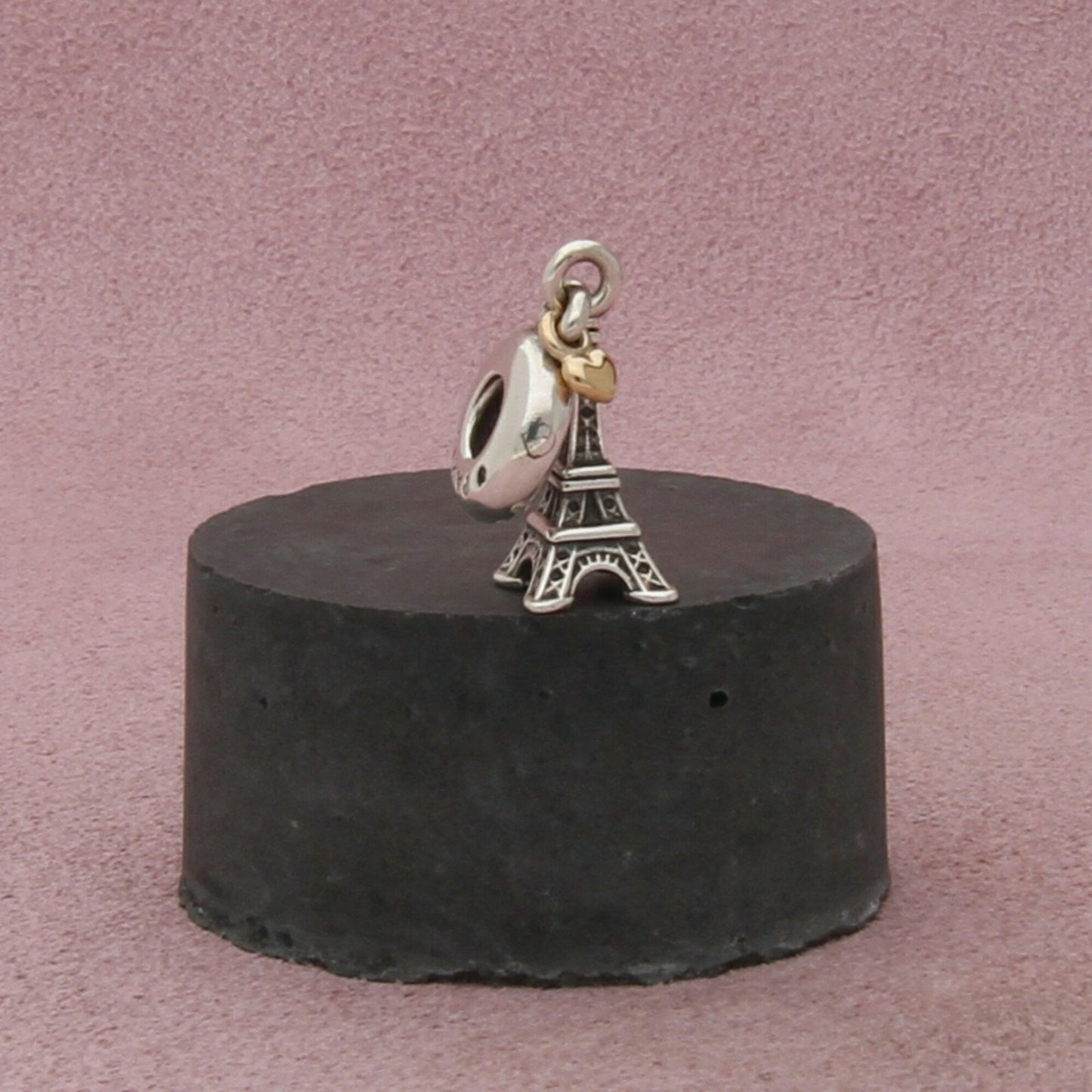 pandora sterling silver & 14k gold heart paris eiffel tower charm pendant